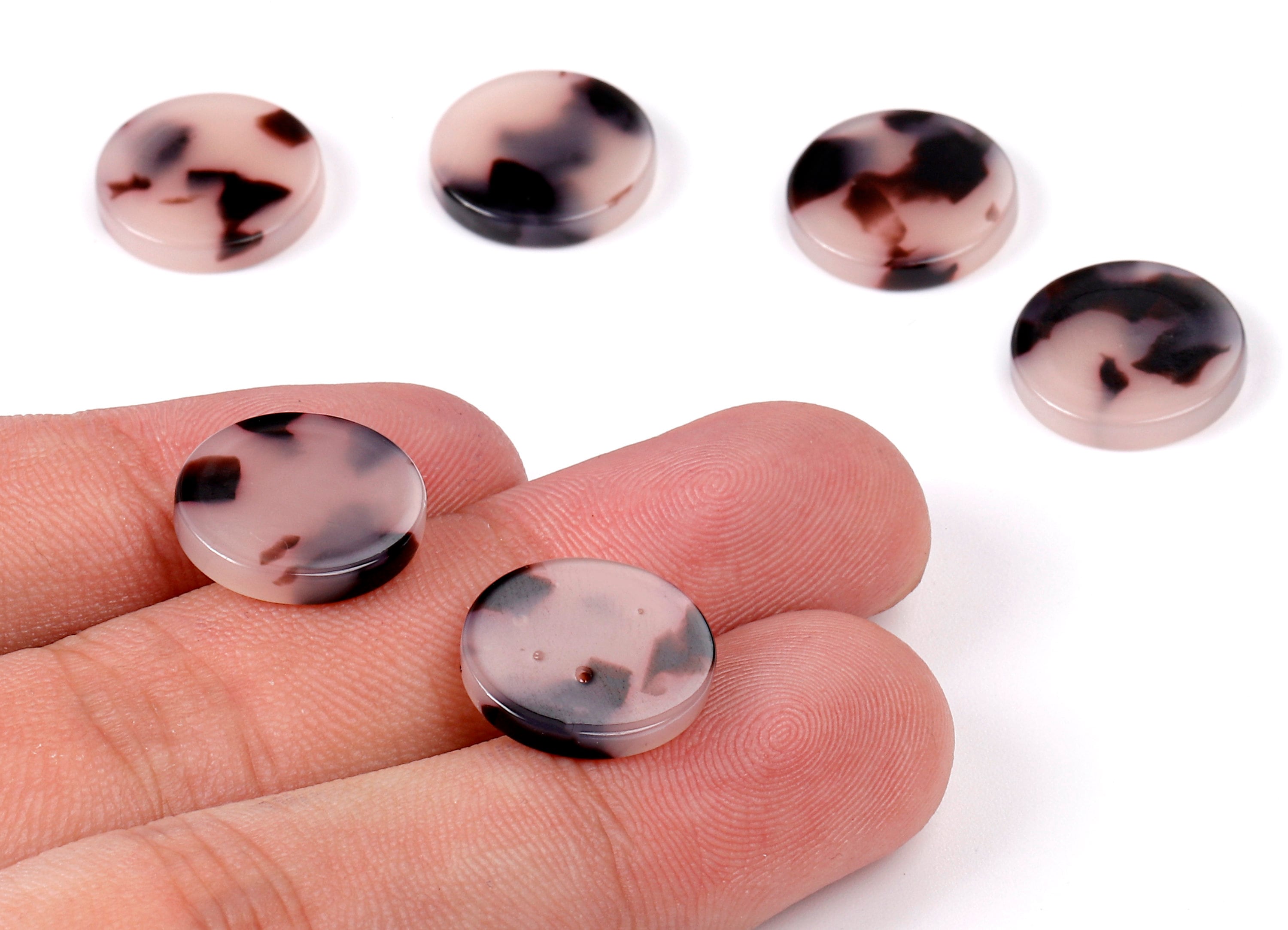 Acetate Round Charms - Blonde Tortoise Shell Earrings - Round Earrings and Pendant - Color Code: A06 - 14.65x14.65x2.47mm - AC1702-A06 - DOMEDBAZAAR