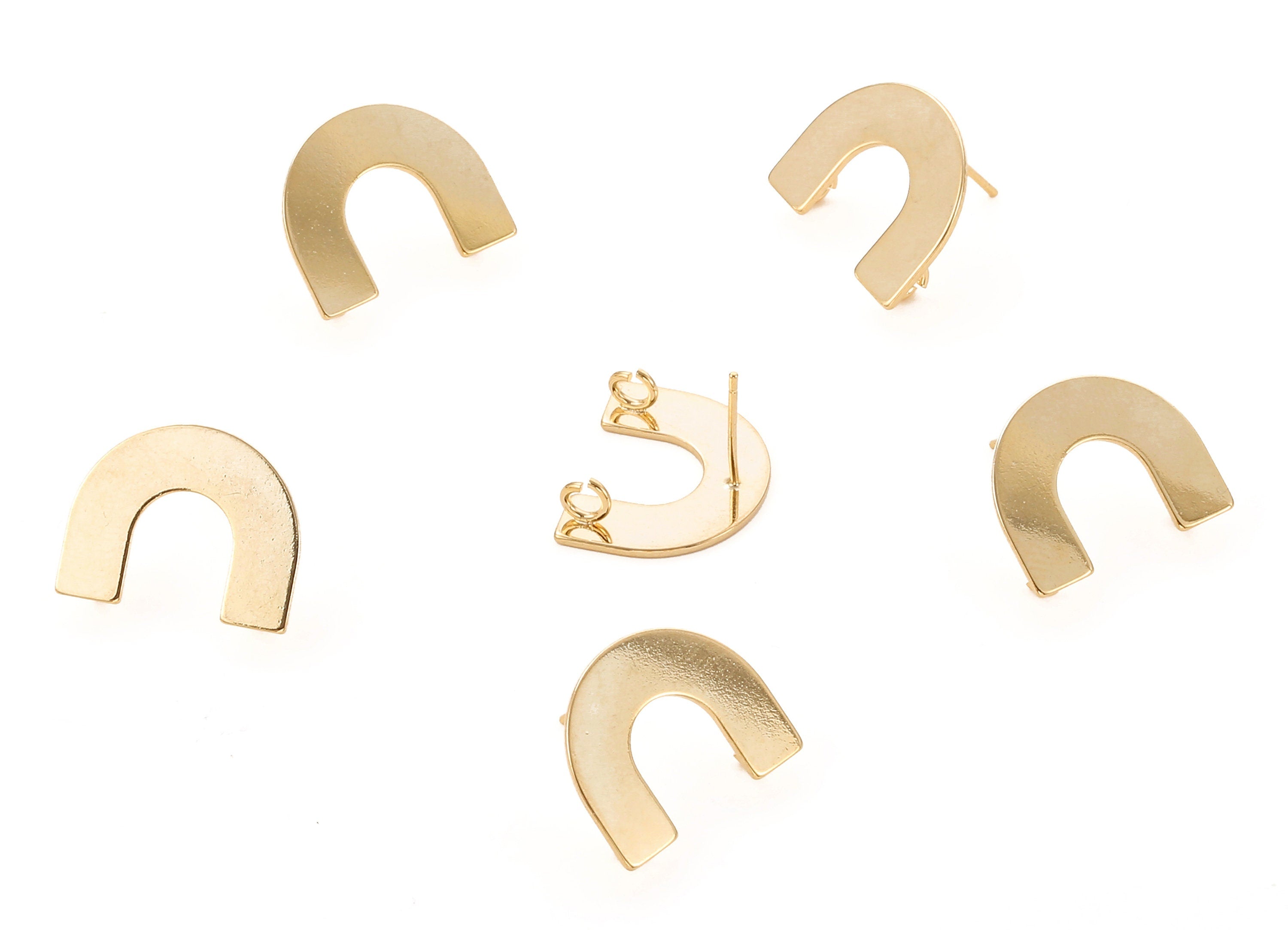 Brass U Earing Post - Brass U Earring Stud - 18K Real Gold Plated Brass - Jewelry Supplies - 18.45x14.62x0.79mm - RGP1044 - DOMEDBAZAAR