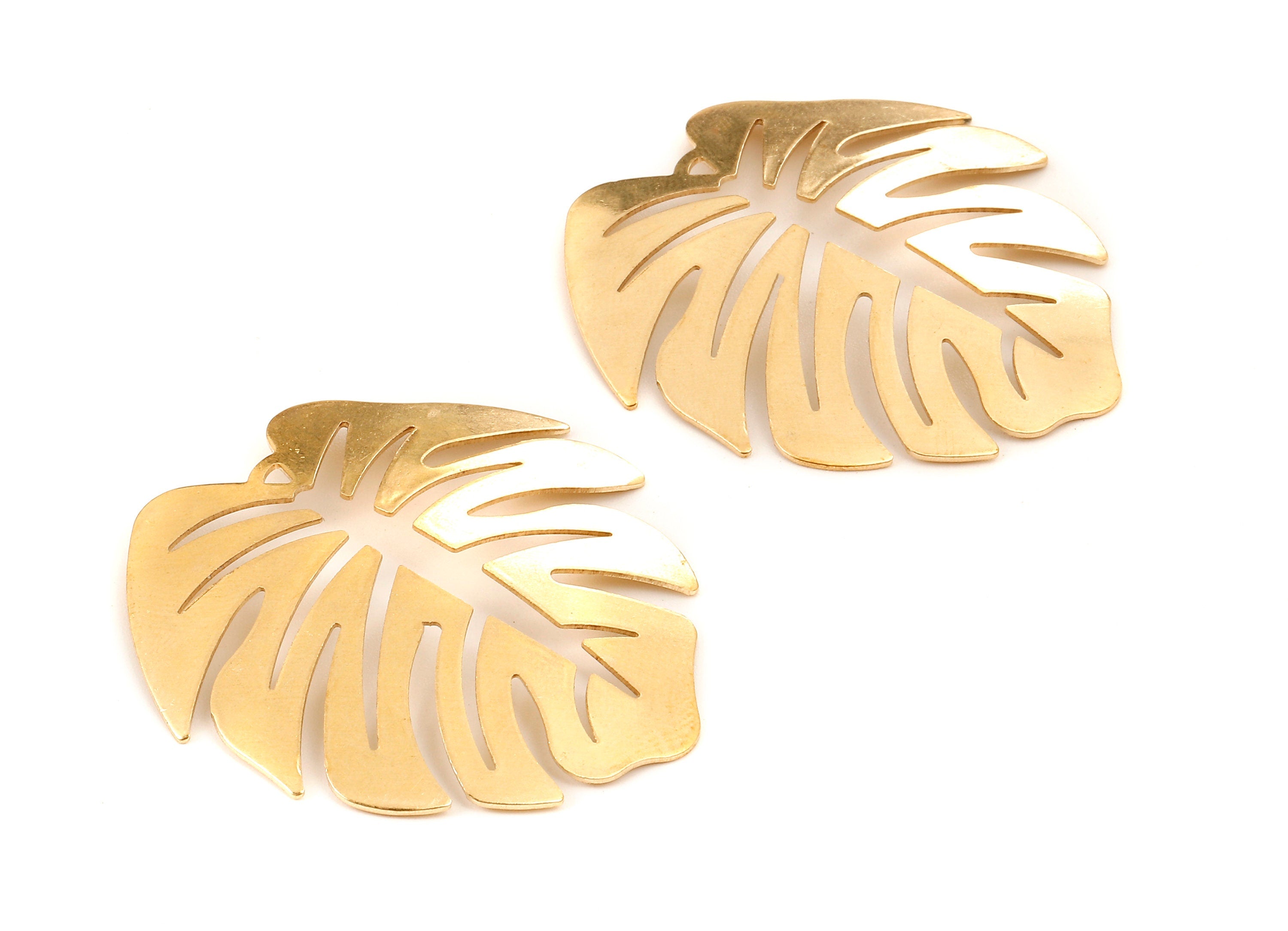 Brass Leaf Charms - Raw Brass Leaf Earrings and Pendant - Earring Findings - Jewelry Supplies - 45.75x44.25x0.84mm - PP2345 - DOMEDBAZAAR