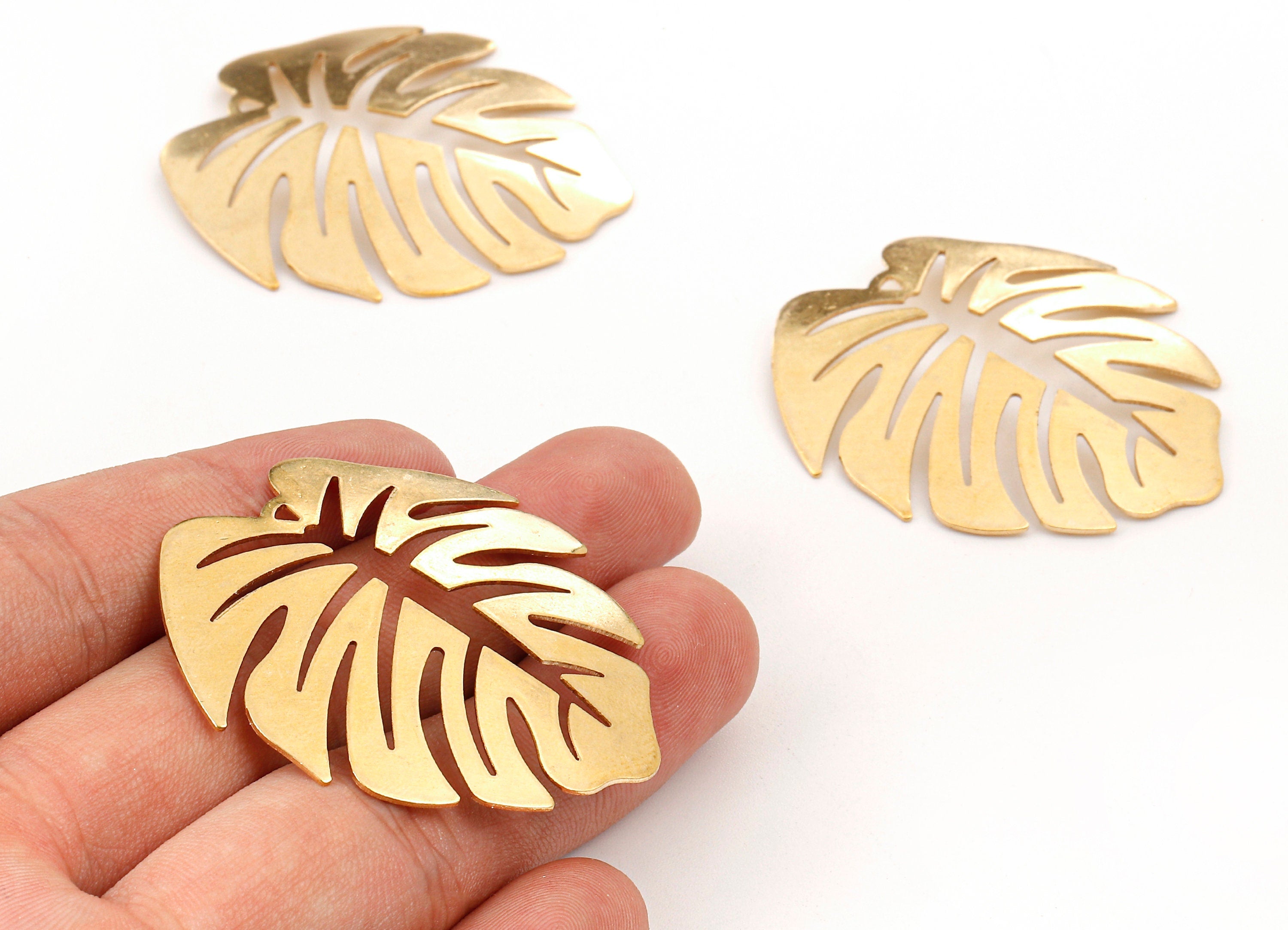 Brass Leaf Charms - Raw Brass Leaf Earrings and Pendant - Earring Findings - Jewelry Supplies - 45.75x44.25x0.84mm - PP2345 - DOMEDBAZAAR