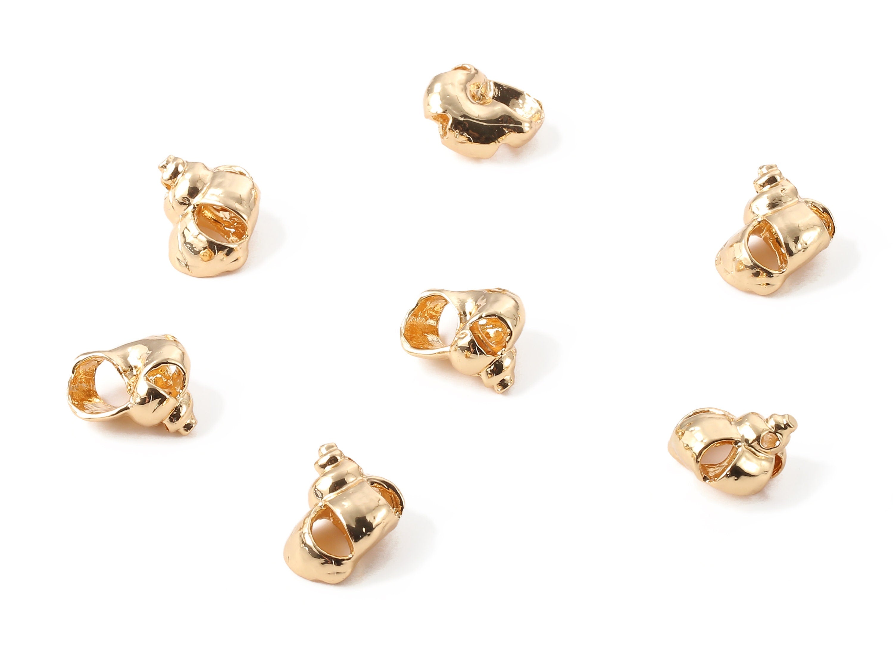 Brass Mussel Shell Earring Charms - Brass Cut Open Seashell Earring Pendant - 18K Real Gold Plated Brass - 16.91x12.86mm - RGP1223 - DOMEDBAZAAR
