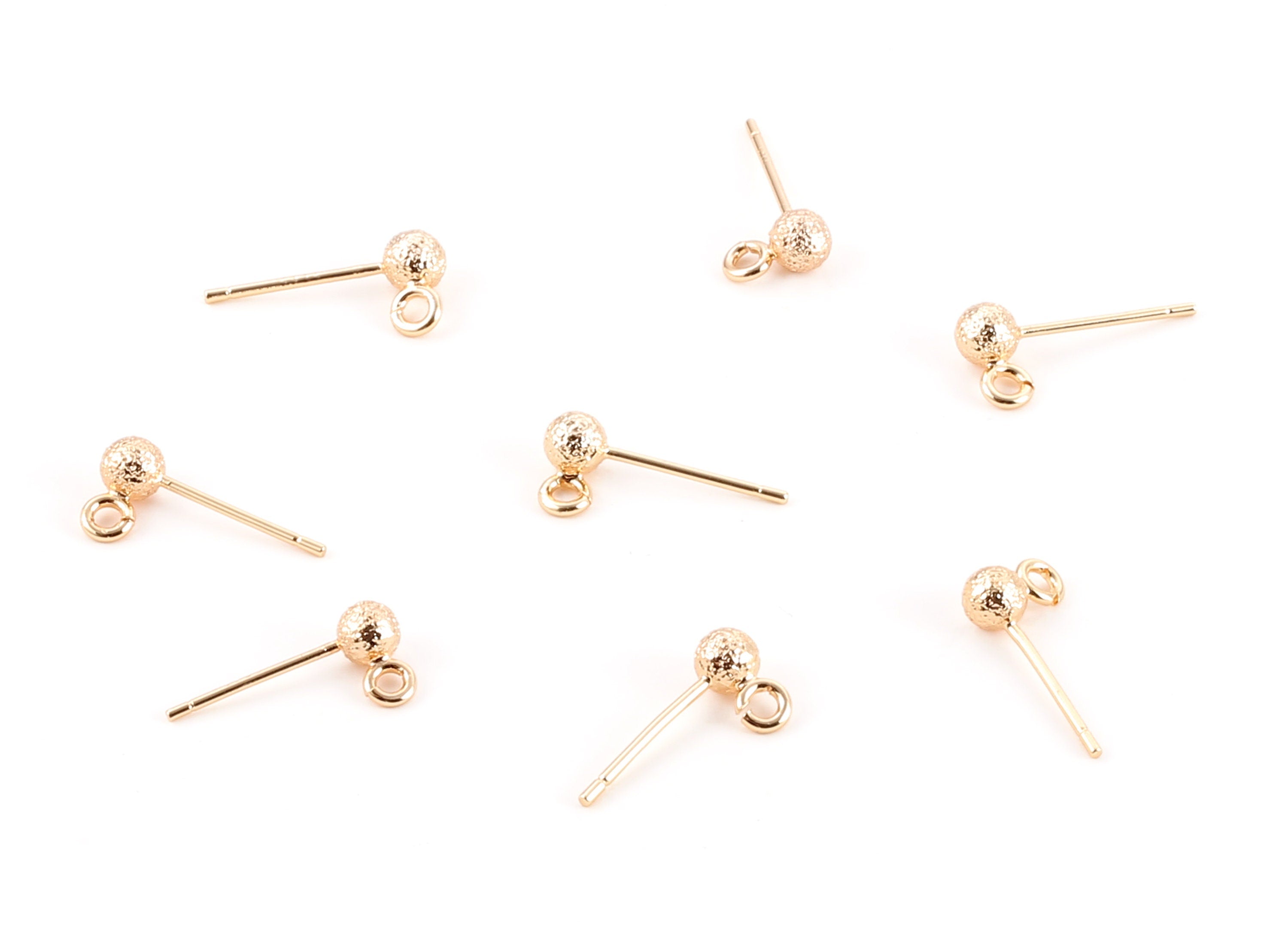 Brass Earring Post With Ball Pad Studs - Brass Ball Posts - 18K Real Gold Plated Brass Stud - Jewelry Supplies - 6.68x3.77mm - RGP1165 - DOMEDBAZAAR