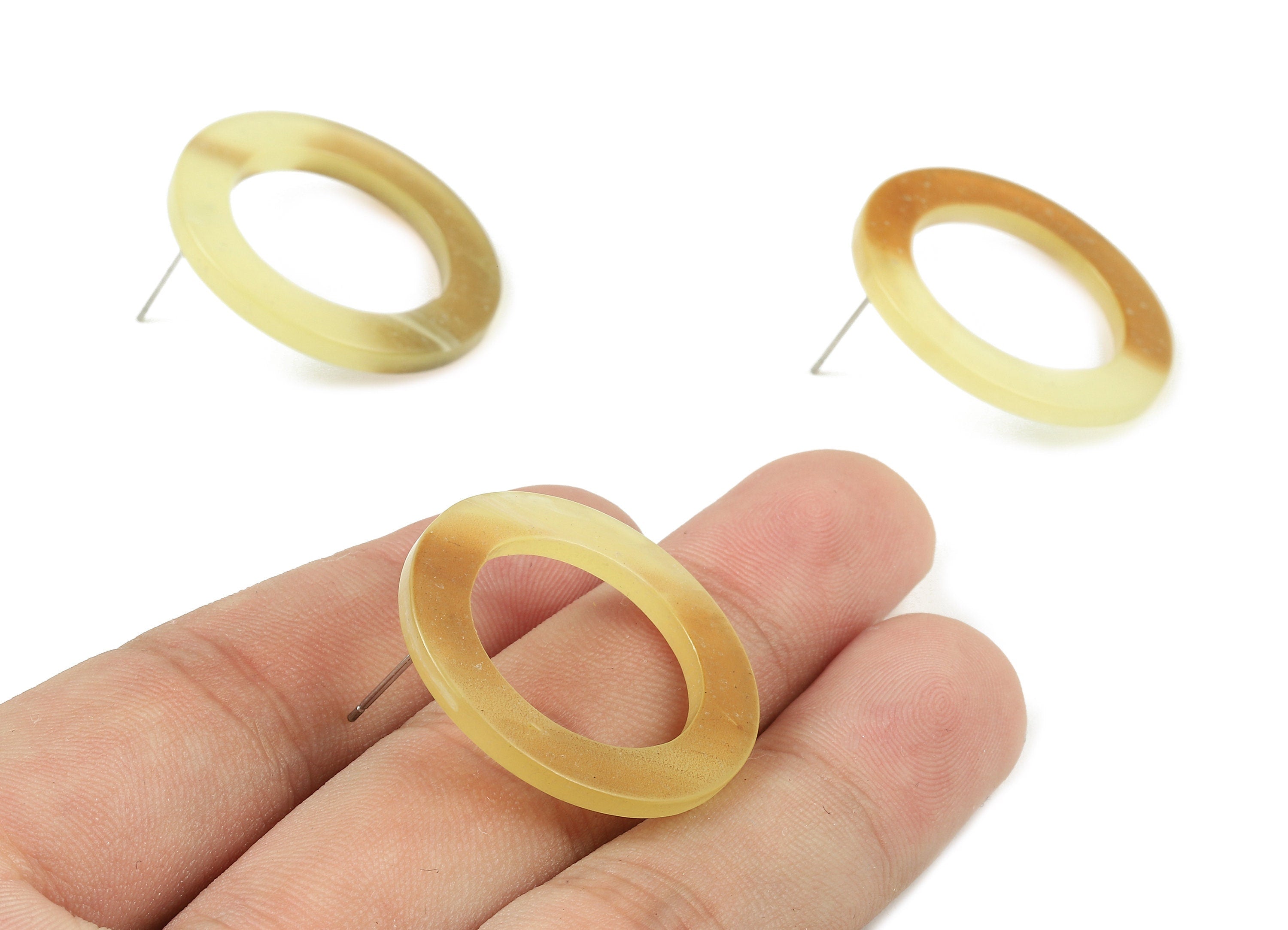 Acrylic Circle Earring Stud - Matte Acrylic Round Earring Post - Earring Stud Findings - Color Code: A401- 29.8x29.8x2.38mm - AC1737-A401 - DOMEDBAZAAR