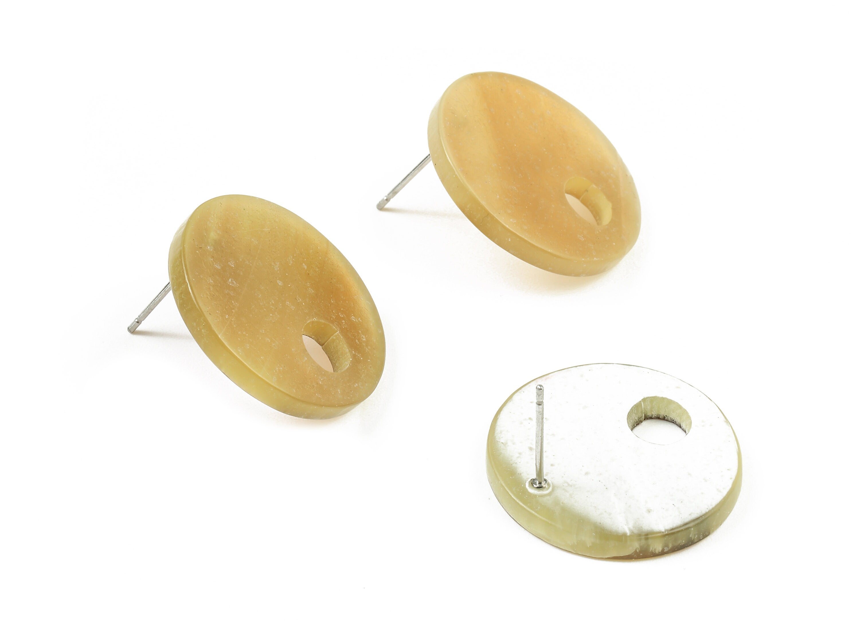 Acrylic Circle Earring Stud - Matte Acrylic Round Earring Post - Earring Stud Findings - Color Code: A401 - 22.96x22.96x2.34mm - AC1740-A401 - DOMEDBAZAAR