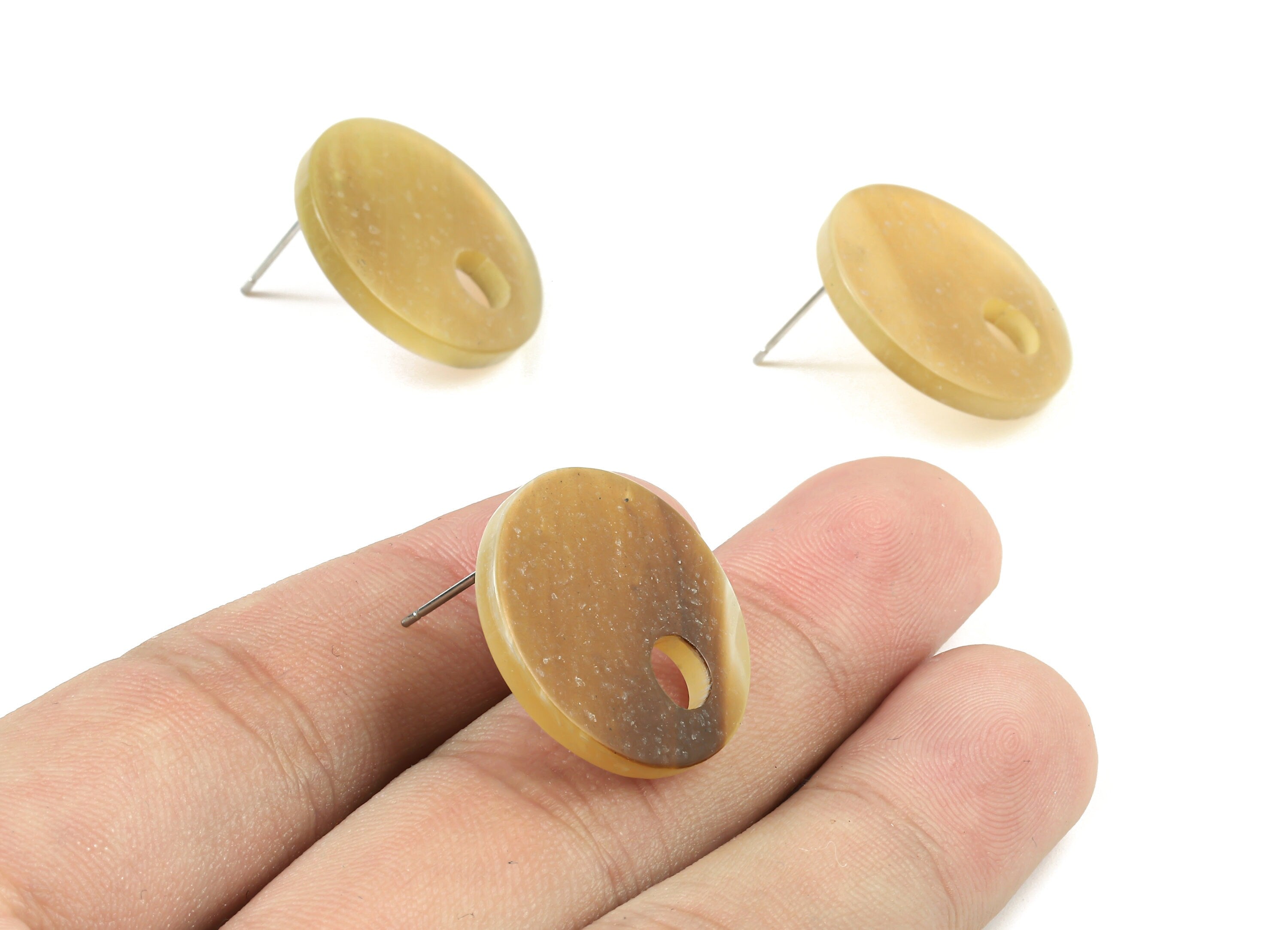 Acrylic Circle Earring Stud - Matte Acrylic Round Earring Post - Earring Stud Findings - Color Code: A401 - 22.96x22.96x2.34mm - AC1740-A401 - DOMEDBAZAAR