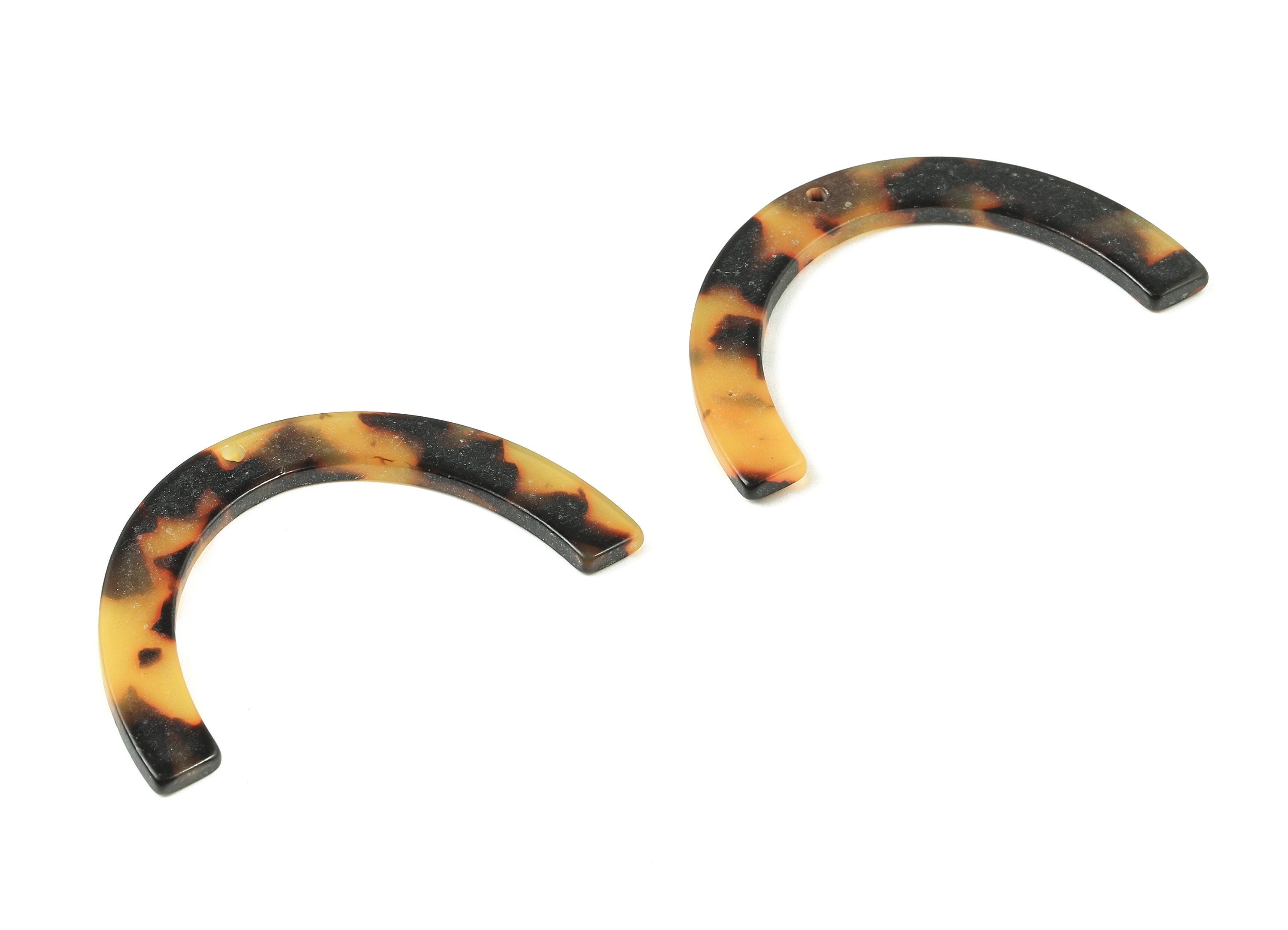 Acetate C Charms - Matte Tortoise Shell Earrings - Acetate C Earrings and Pendant - Color Code: A402 - 50.21x6.8x2.46mm - AC1742-A402 - DOMEDBAZAAR