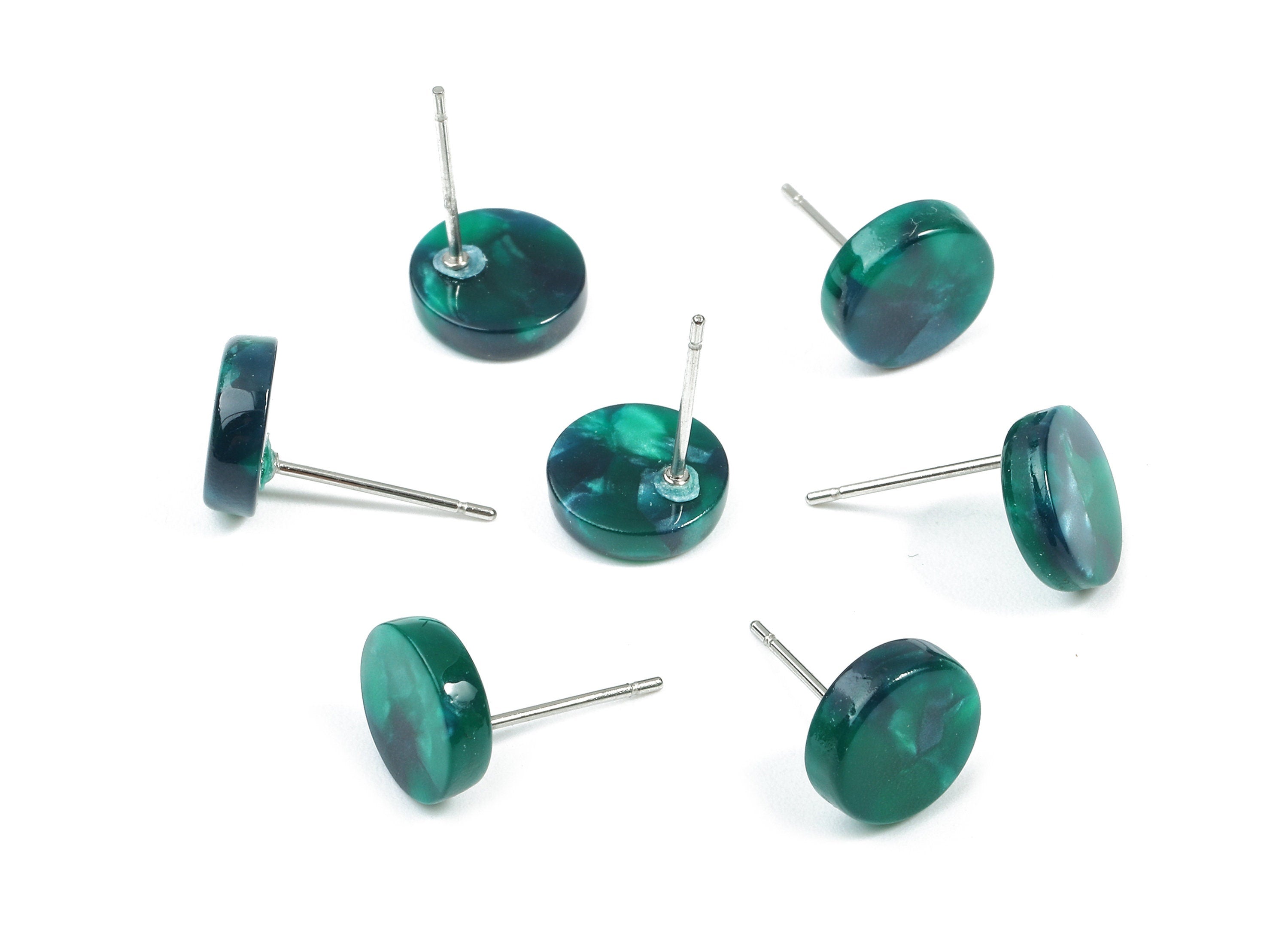 Acetate Round Earring Stud - Round Earring Post and Stud - Earring Findings - Color Code: A13 - 8.82x8.82x2.7mm - AC1715-A13 - DOMEDBAZAAR