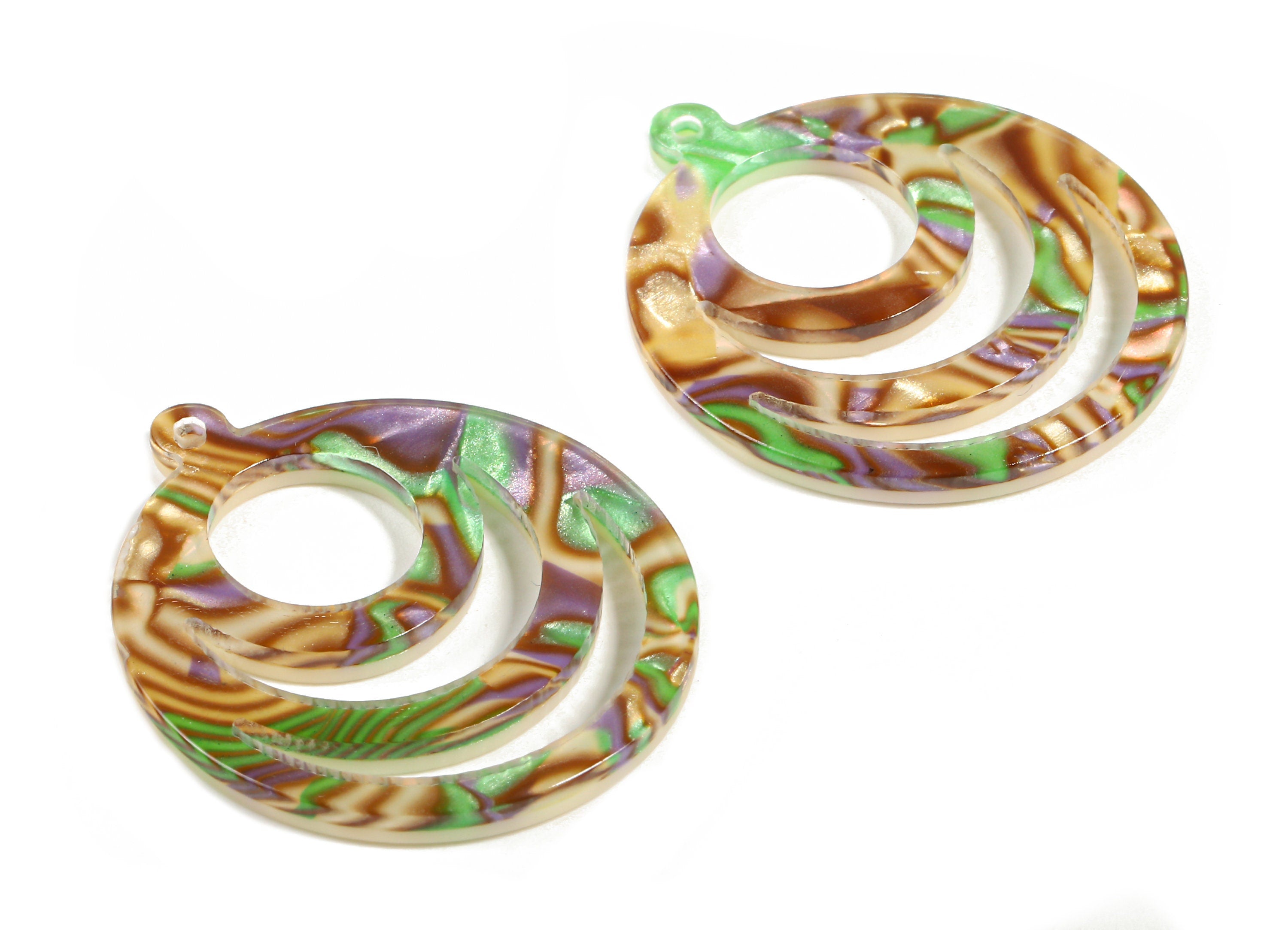 Acetate Round Charms - Round Earrings and Pendant - Earring Findings - Jewelry Supplies - Color Code:A289 - 35.37x29.61x2.9mm - AC1716-A289 - DOMEDBAZAAR