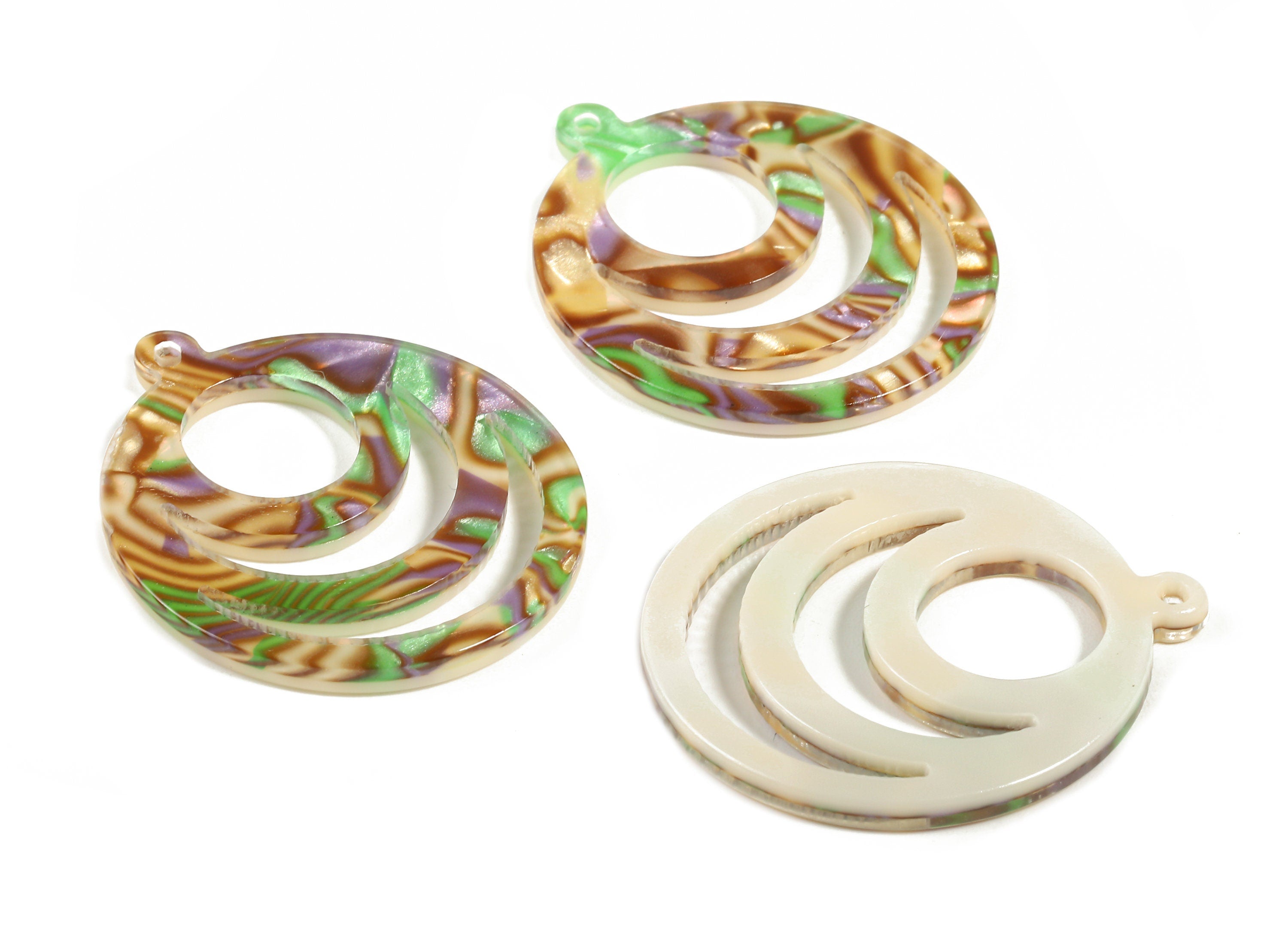 Acetate Round Charms - Round Earrings and Pendant - Earring Findings - Jewelry Supplies - Color Code:A289 - 35.37x29.61x2.9mm - AC1716-A289 - DOMEDBAZAAR