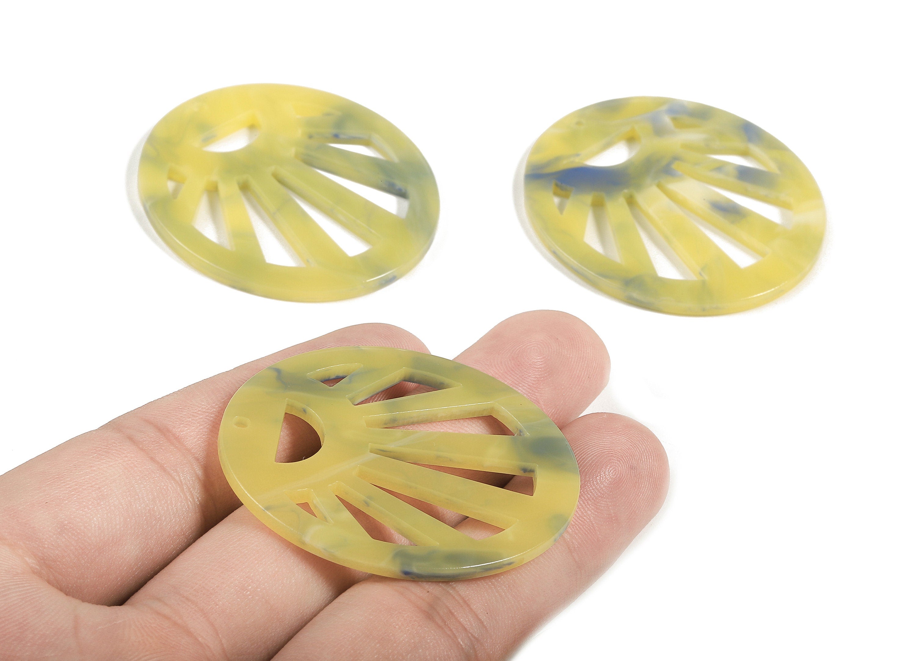 Acetate Round Charms - Round Earrings and Pendant - Earring Findings - Jewelry Supplies - Color Code:A378 - 44.64x39.82x2.55mm - AC1717-A378 - DOMEDBAZAAR