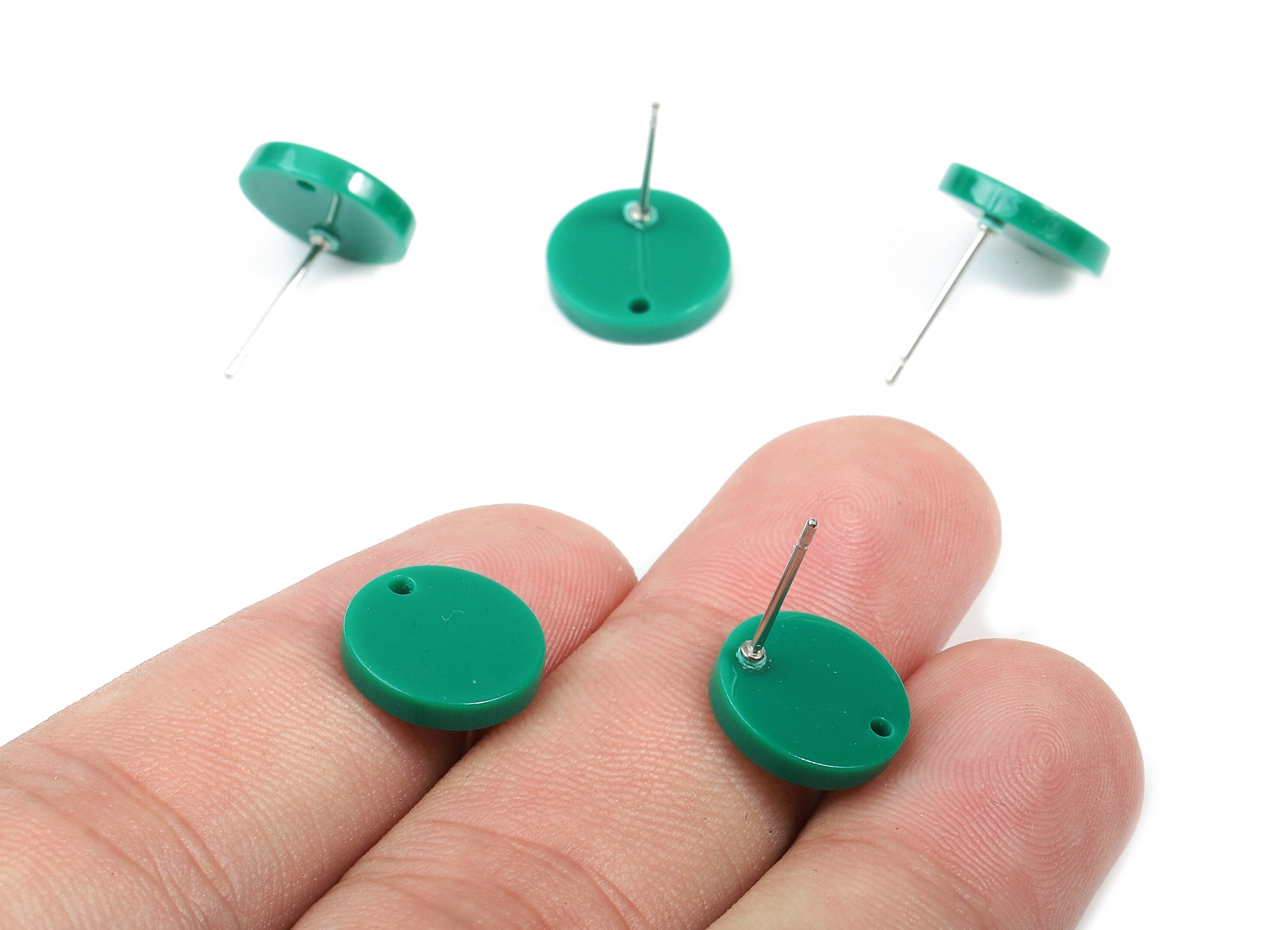 Acetate Round Earring Stud - Acetate Round Earring Post - Earring Post Findings - Color Code: A346 - 11.68x11.68x2.22mm - AC1139-A346 - DOMEDBAZAAR