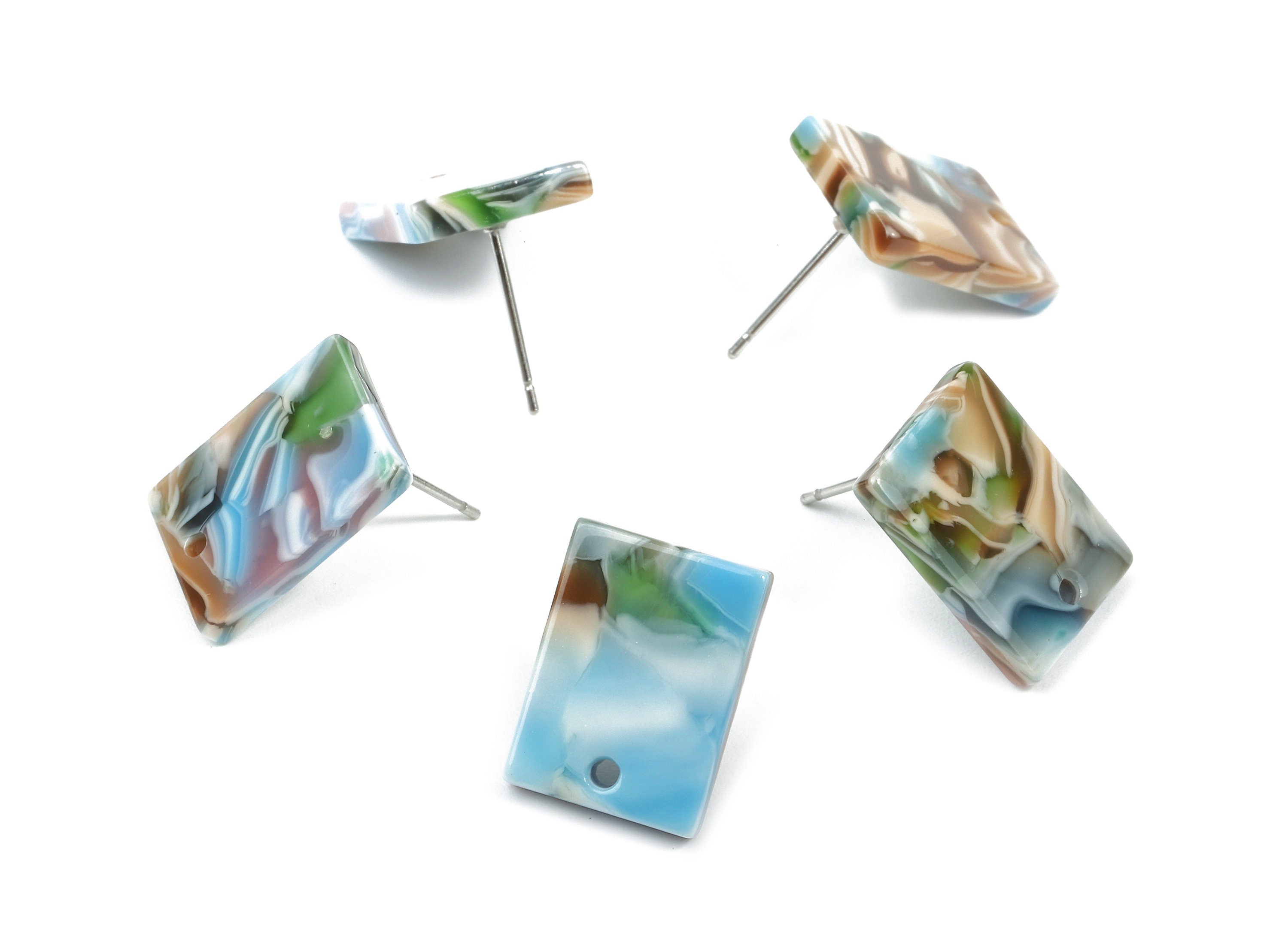 Acetate Rectangle Earring Stud - Rectangle Earring Post and Stud - Earring Findings - Color Code: A240 - 15.43x11.72x2.5mm- AC1663-A240 - DOMEDBAZAAR