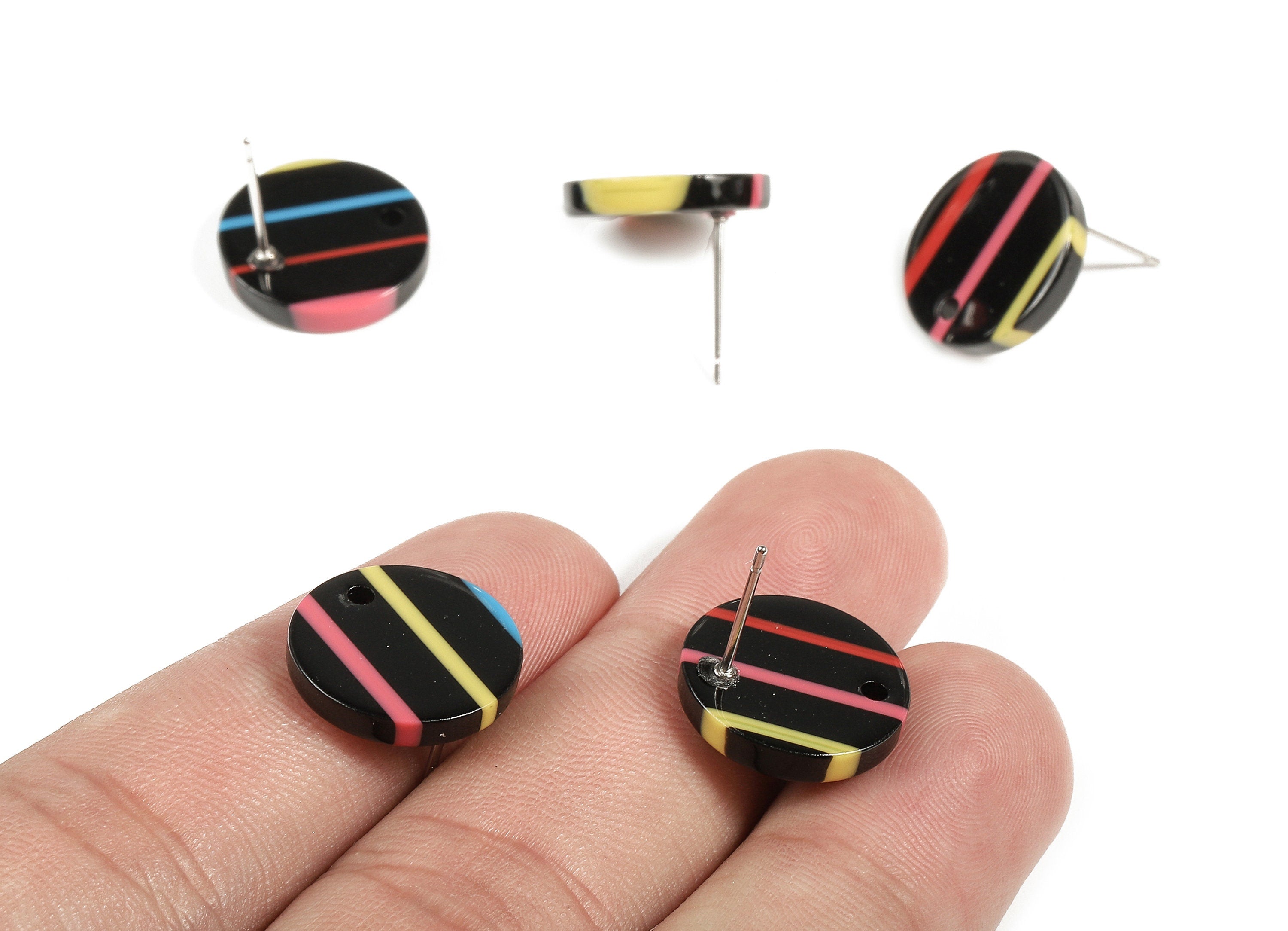 Acetate Round Earring Stud - Acetate Round Earring Post - Earring Post Findings - Color Code: A141- 14.7x14.7x2.69mm - AC1733-A141 - DOMEDBAZAAR