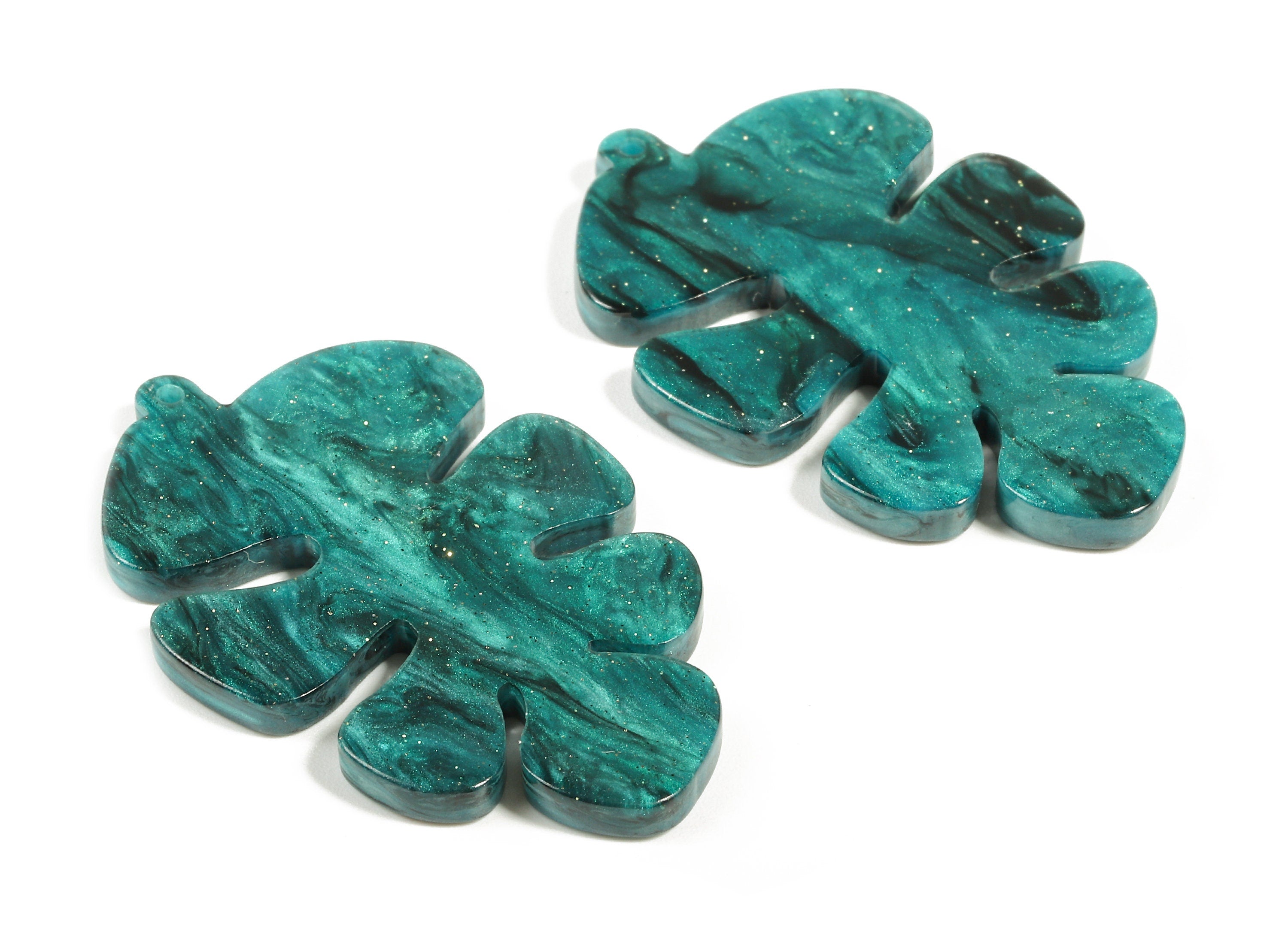 Acetate Leaf Charms - Leaf Earrings and Pendant - Earring Findings - Jewelry Supplies - Color Code:A381 - 45.47x30.43x2.63mm - AC1720-A381 - DOMEDBAZAAR