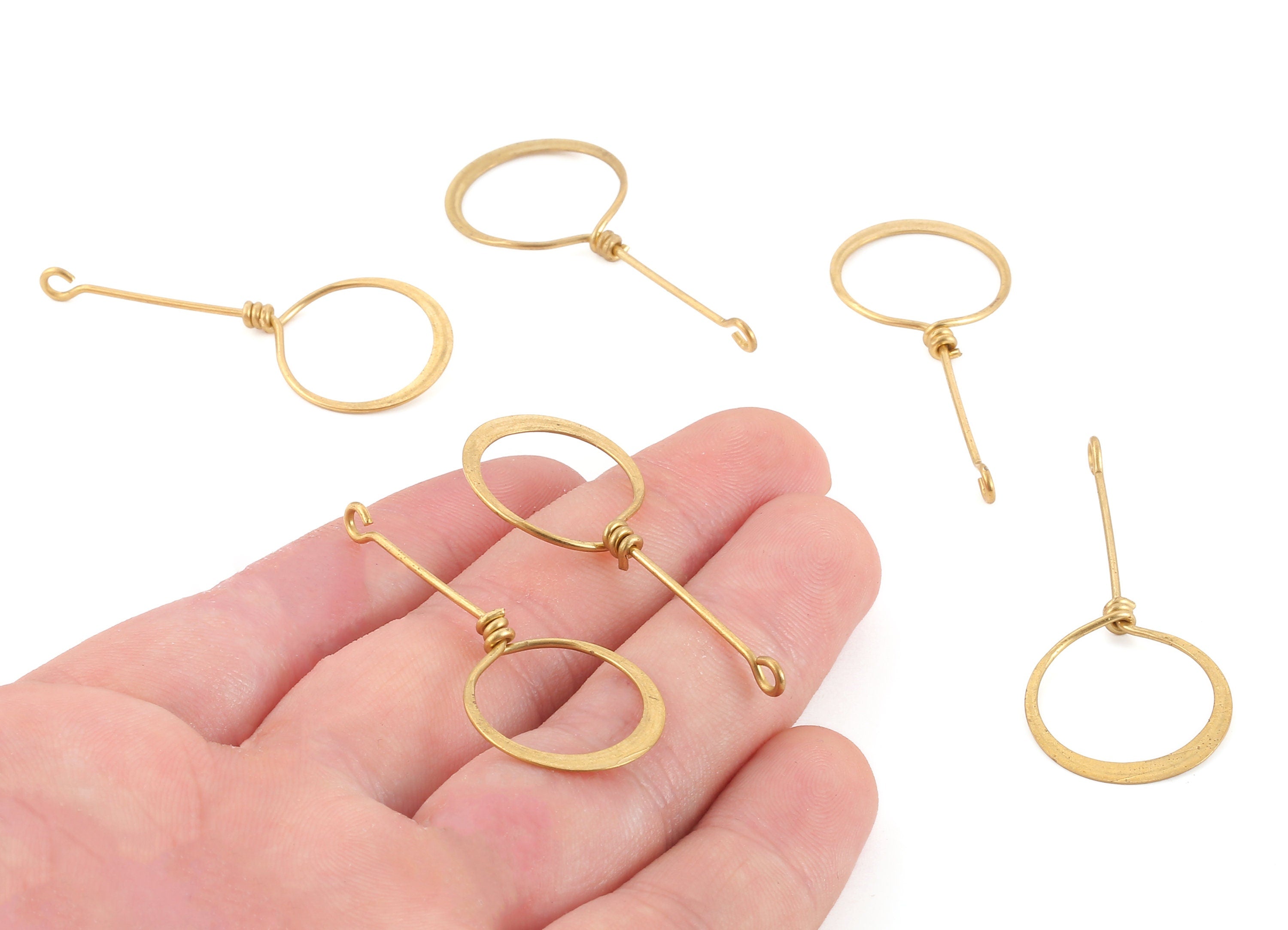 Brass Earring Circle Wire - Raw Brass Earring Circle Wire Pendant - Jewelry Supplies - 46.43x19.35mm - PP2352 - DOMEDBAZAAR