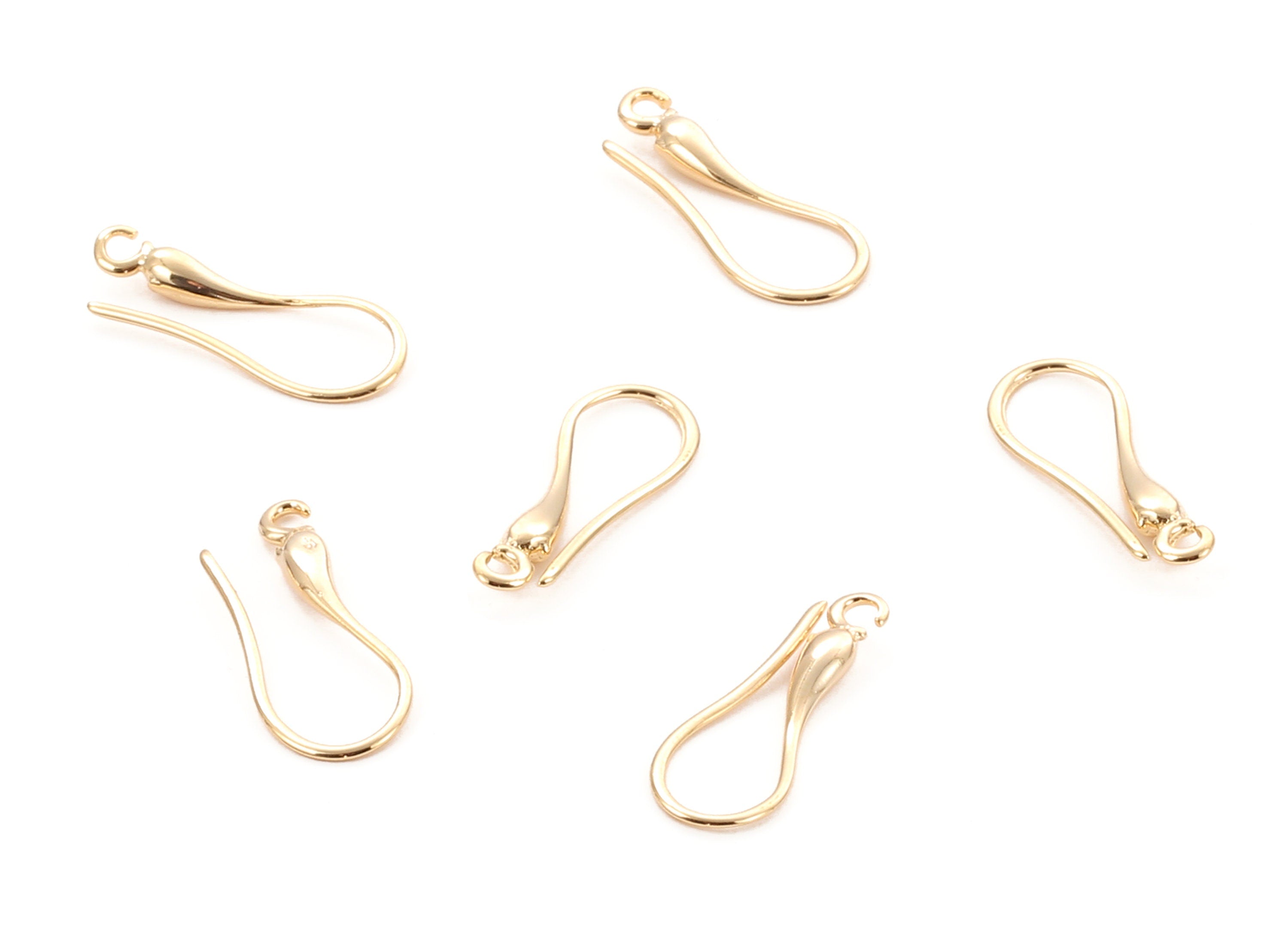 Brass Earring Wires - Brass Earring Hooks - 18K Real Gold Plated Brass - Jewellery Supplies - 20.53x8.09mm - RGP1178 - DOMEDBAZAAR