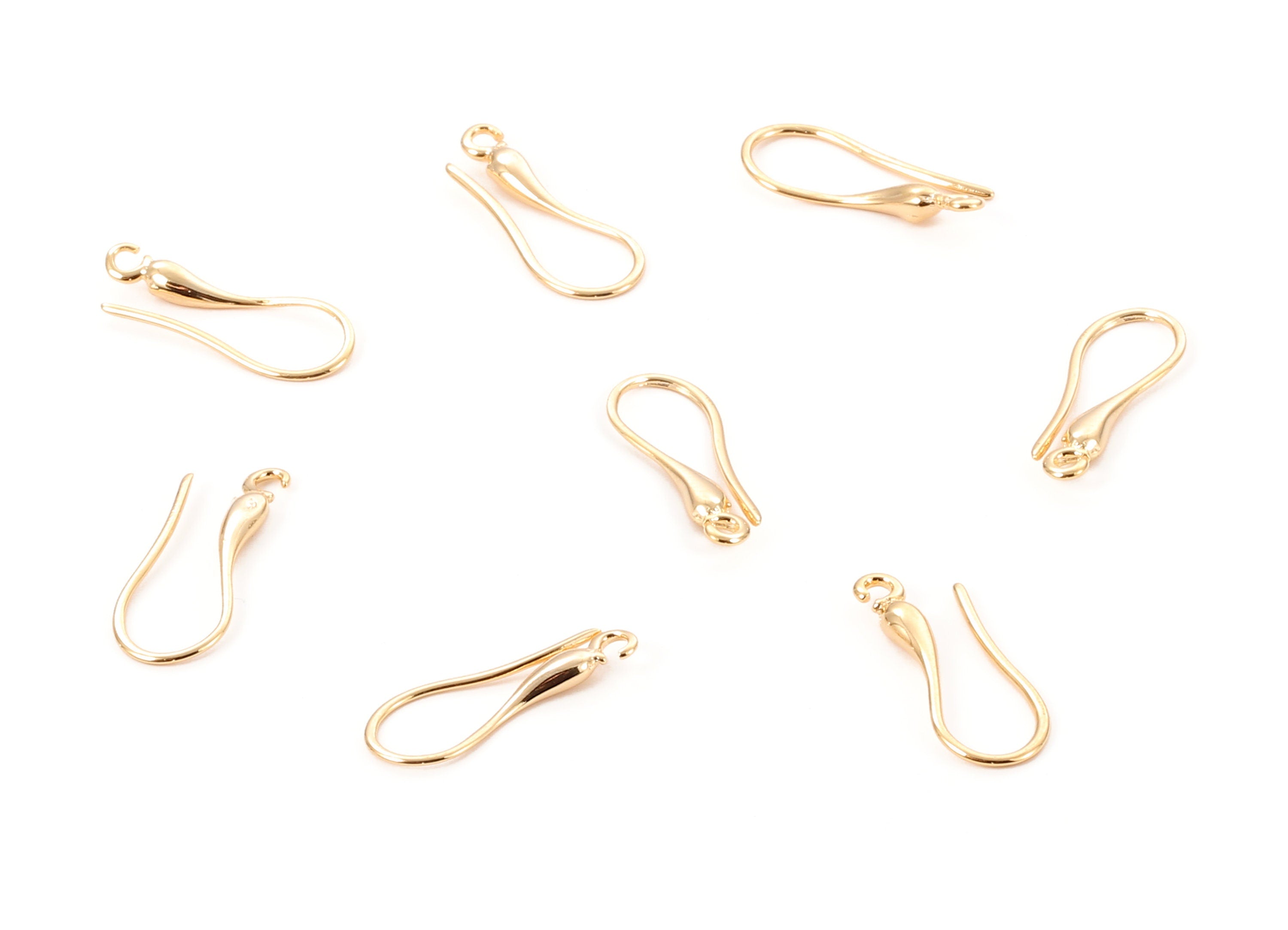 Brass Earring Wires - Brass Earring Hooks - 18K Real Gold Plated Brass - Jewellery Supplies - 20.53x8.09mm - RGP1178 - DOMEDBAZAAR