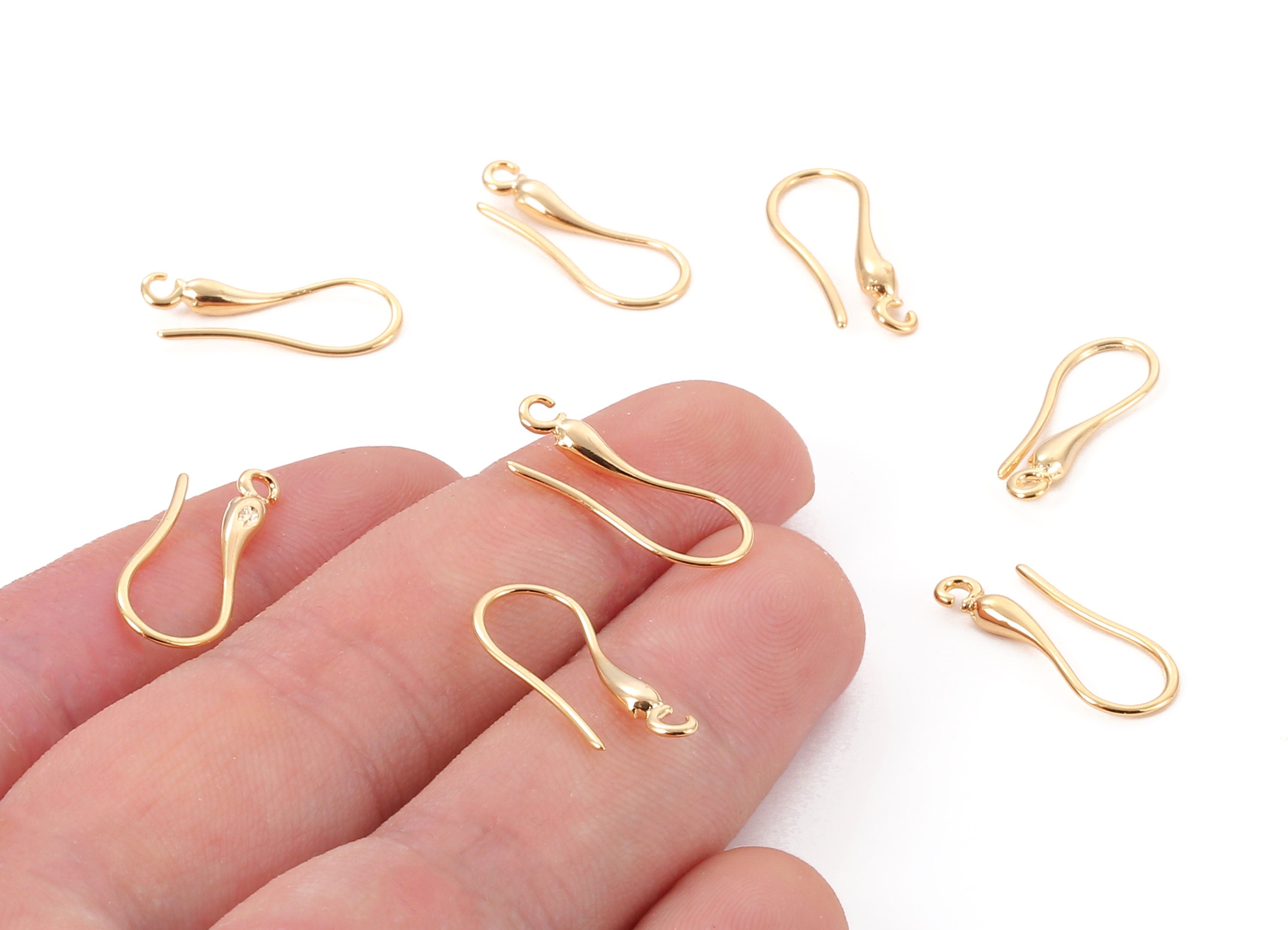 Brass Earring Wires - Brass Earring Hooks - 18K Real Gold Plated Brass - Jewellery Supplies - 20.53x8.09mm - RGP1178 - DOMEDBAZAAR