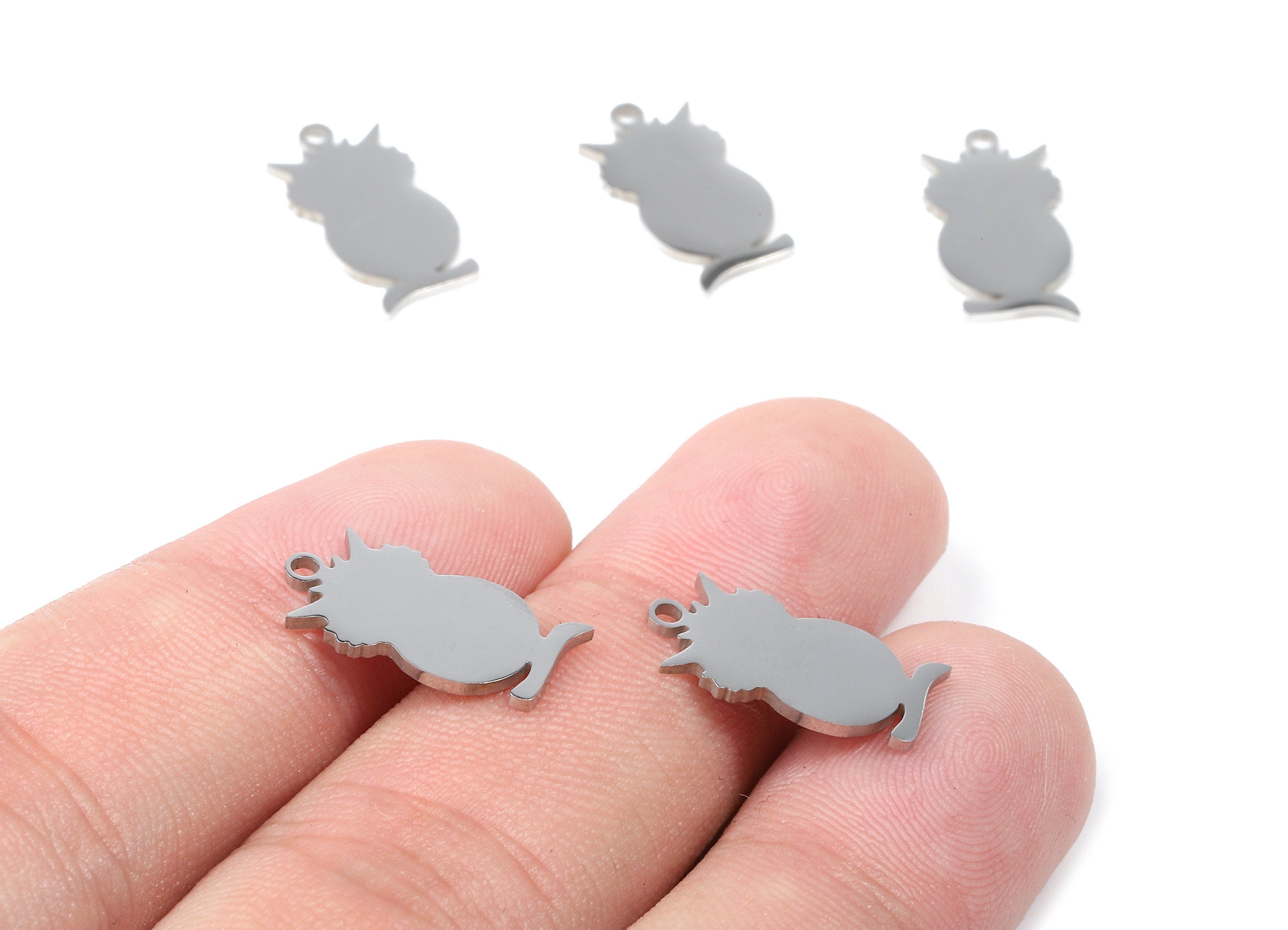 Stainless Steel Hoot Owl Charms - Hoot Owl Earrings and Pendant - Bracelet Pendant - Jewelry Supplies - 16.58x8.78x0.95mm - SS1077 - DOMEDBAZAAR