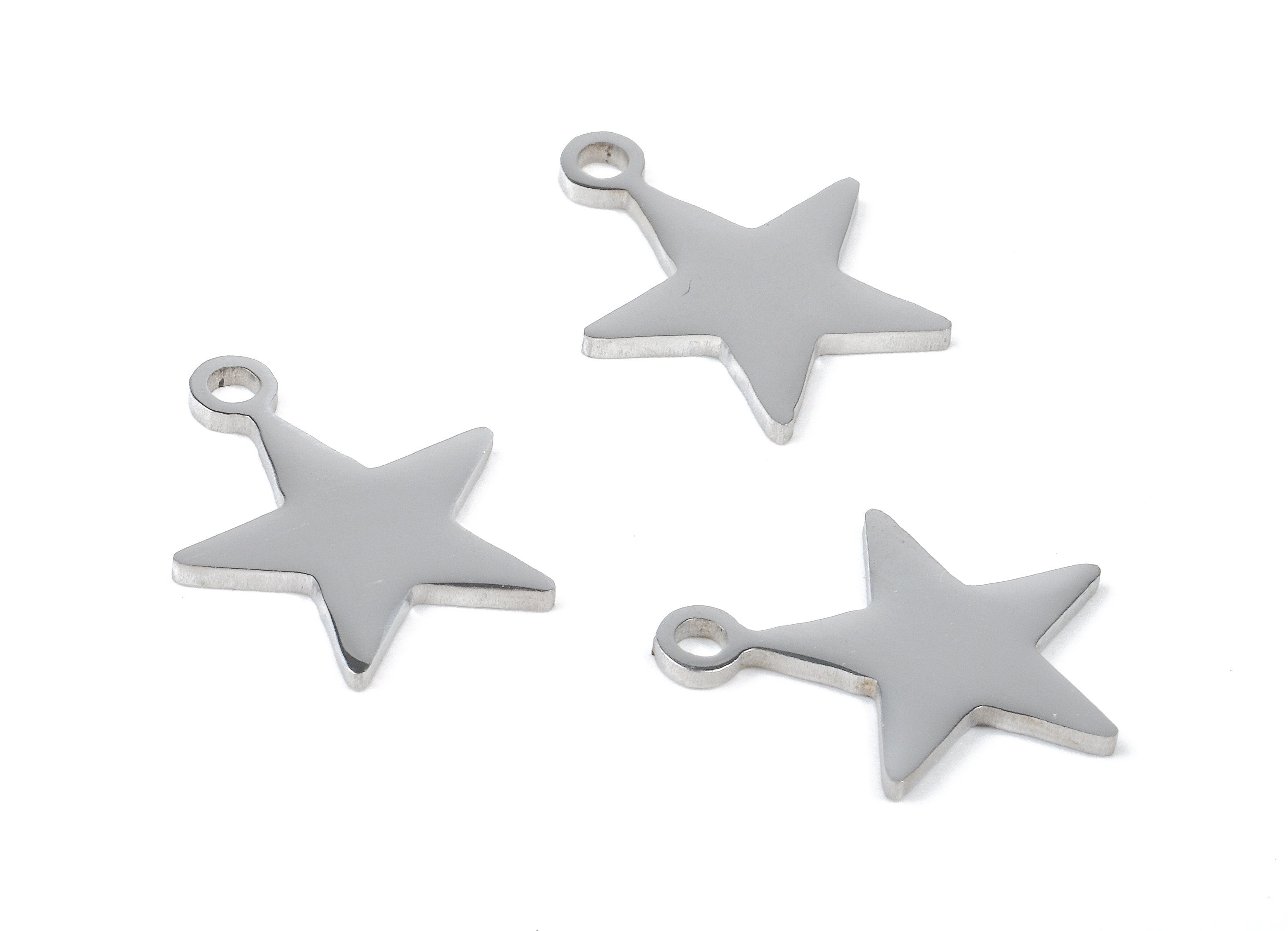 Stainless Steel Star Charms - Star Earrings and Pendant - Bracelet Pendant - Jewelry Supplies - 15.01x12.06x0.94mm - SS1083 - DOMEDBAZAAR