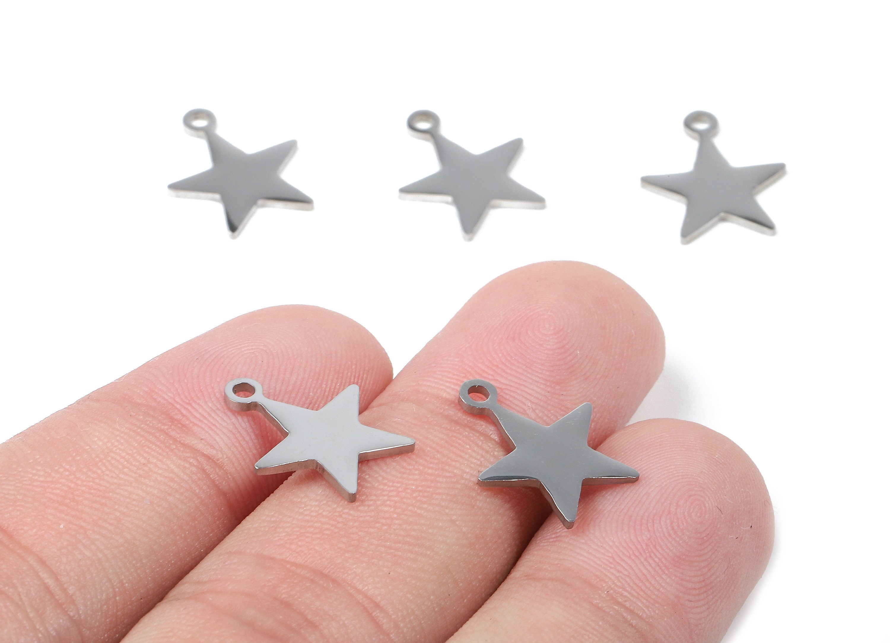 Stainless Steel Star Charms - Star Earrings and Pendant - Bracelet Pendant - Jewelry Supplies - 15.01x12.06x0.94mm - SS1083 - DOMEDBAZAAR