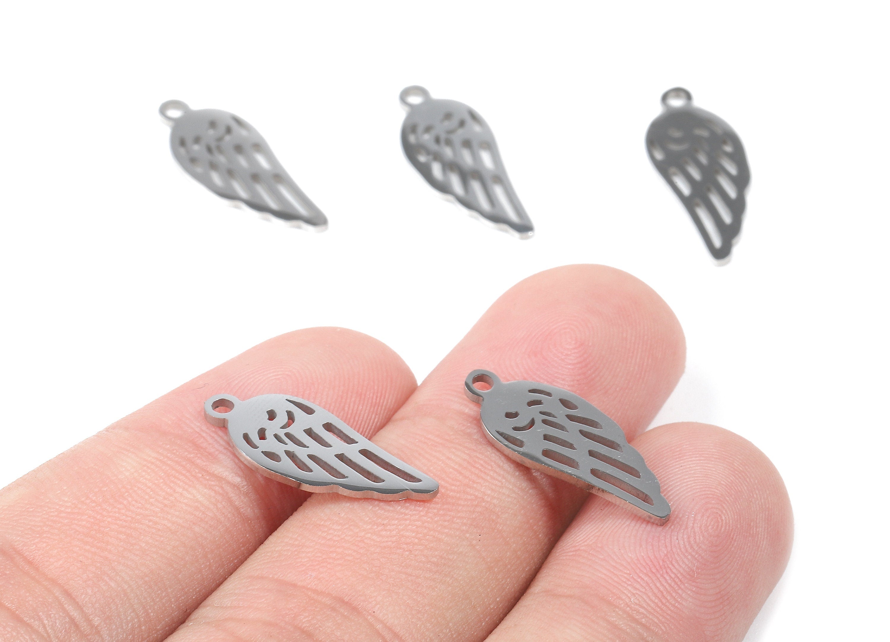 Stainless Steel Wing Charms - Wing Earrings and Pendant - Bracelet Pendant - Jewelry Supplies - 18x7.2x0.94mm - SS1065 - DOMEDBAZAAR