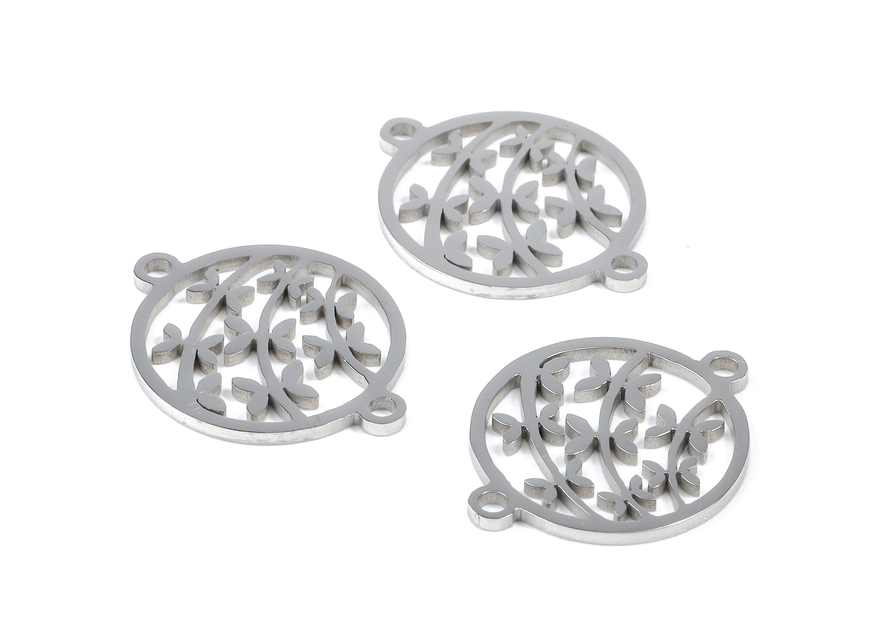 Stainless Steel Flower Connector - Flower Earrings Charms and Pendant - Bracelet Pendant - 19.6x15.38x0.94mm - SS1098 - DOMEDBAZAAR