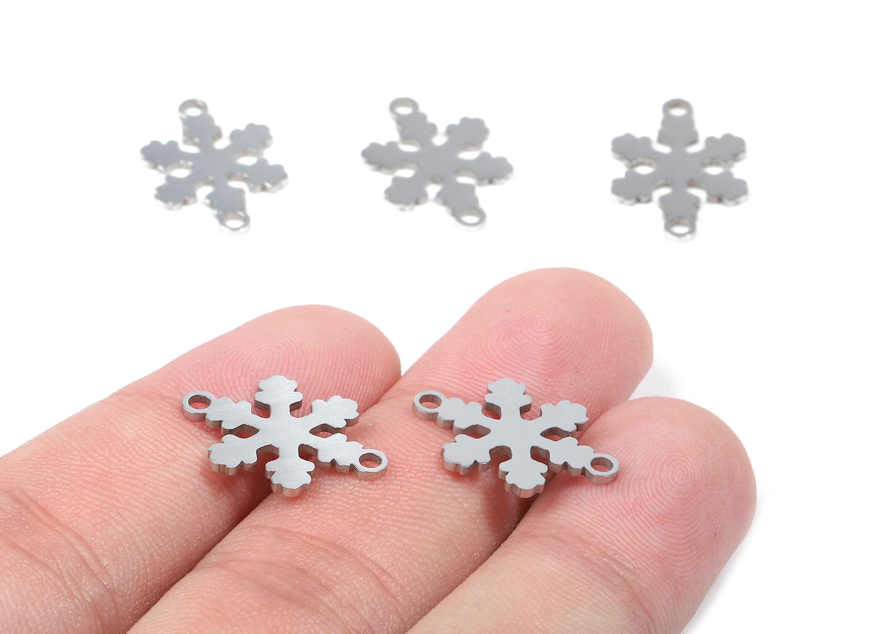 Stainless Steel Snowflake Connector - Snowflake Earrings Charms and Pendant - Bracelet Pendant - 18.77x13.59x0.94mm - SS1130 - DOMEDBAZAAR