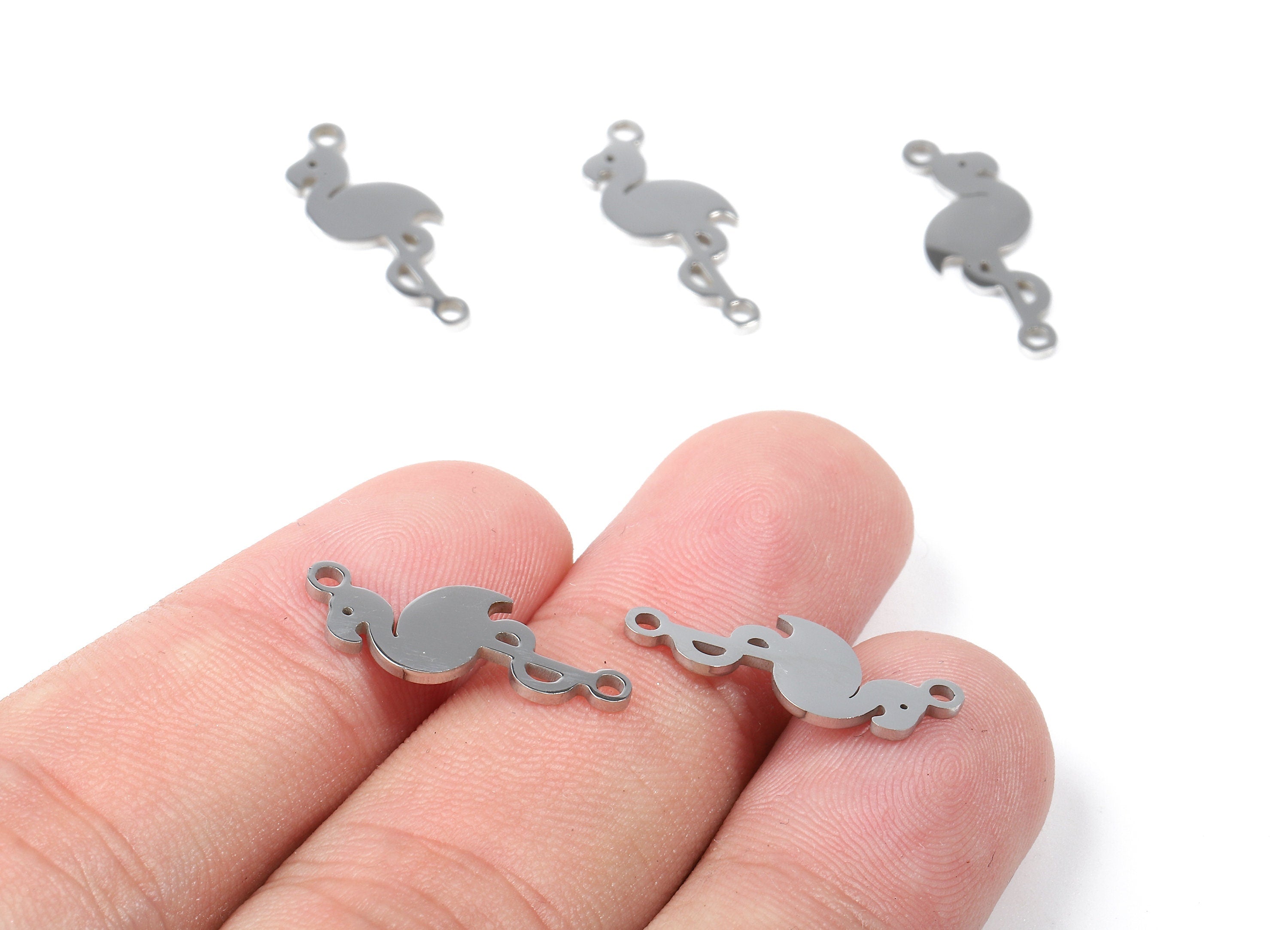 Stainless Steel Flamingo Connector - Flamingo Earrings Charms and Pendant - Bracelet Pendant - 20.67x8.5x0.95mm - SS1132 - DOMEDBAZAAR
