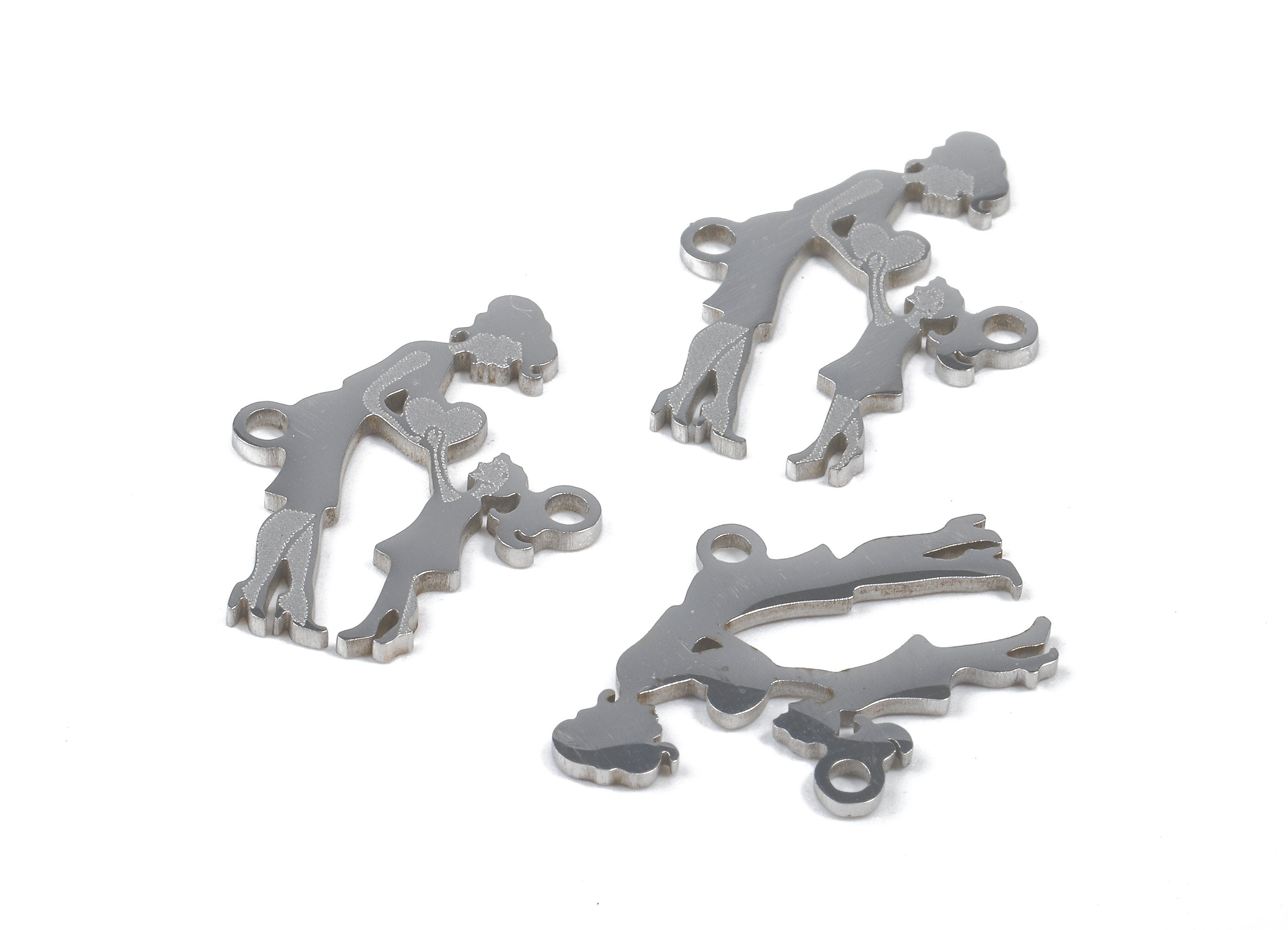 Stainless Steel Mom Daughter Connector - Mom Daughter Baby Earrings Charms and Pendant - Bracelet Pendant - 21.18x14.52x0.95mm - SS1095 - DOMEDBAZAAR