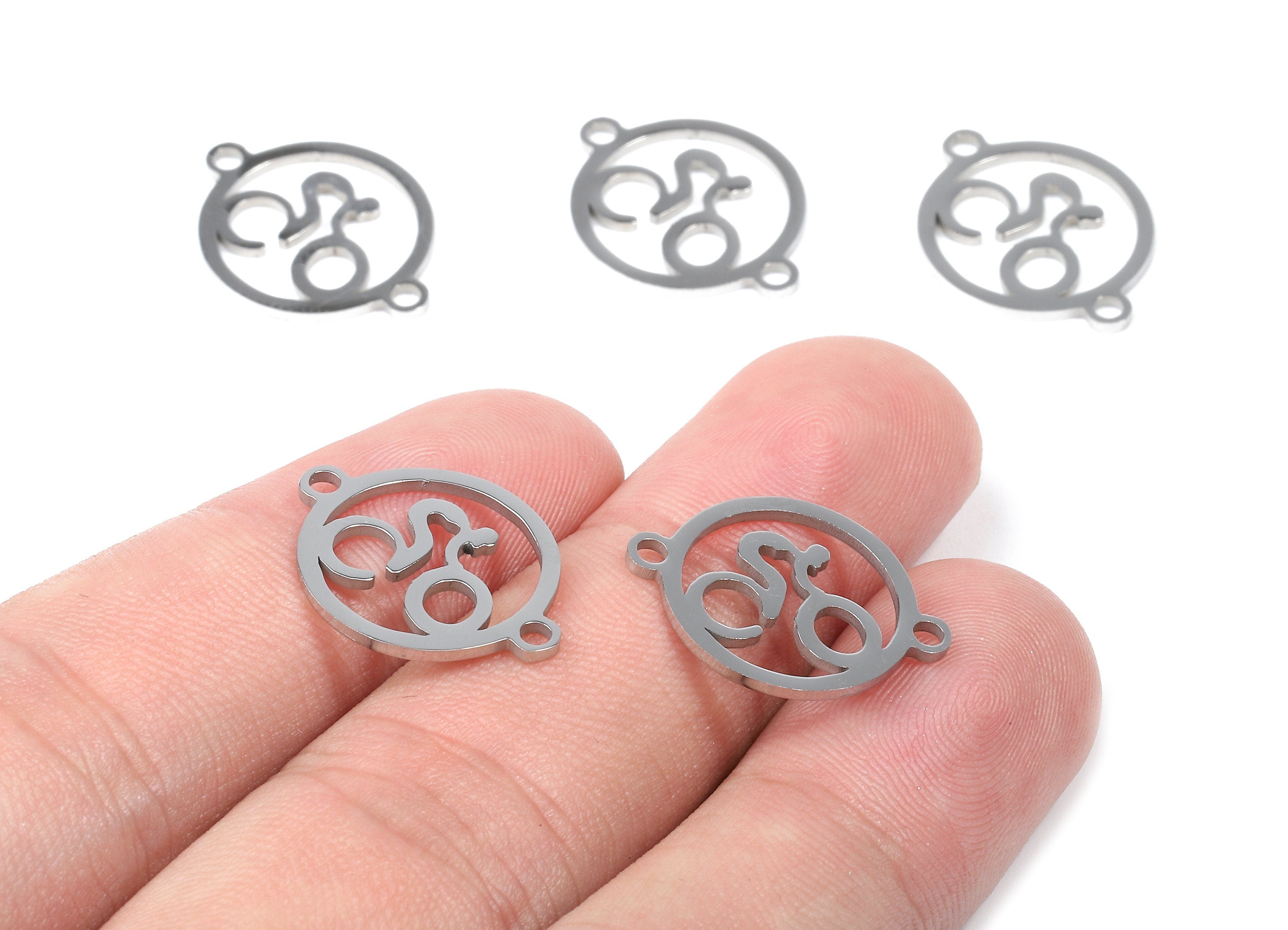 Stainless Steel Bicycler Connector - Bicycler Earrings Charms and Pendant - Bracelet Pendant - 19.8x15.41x0.94mm - SS1120 - DOMEDBAZAAR