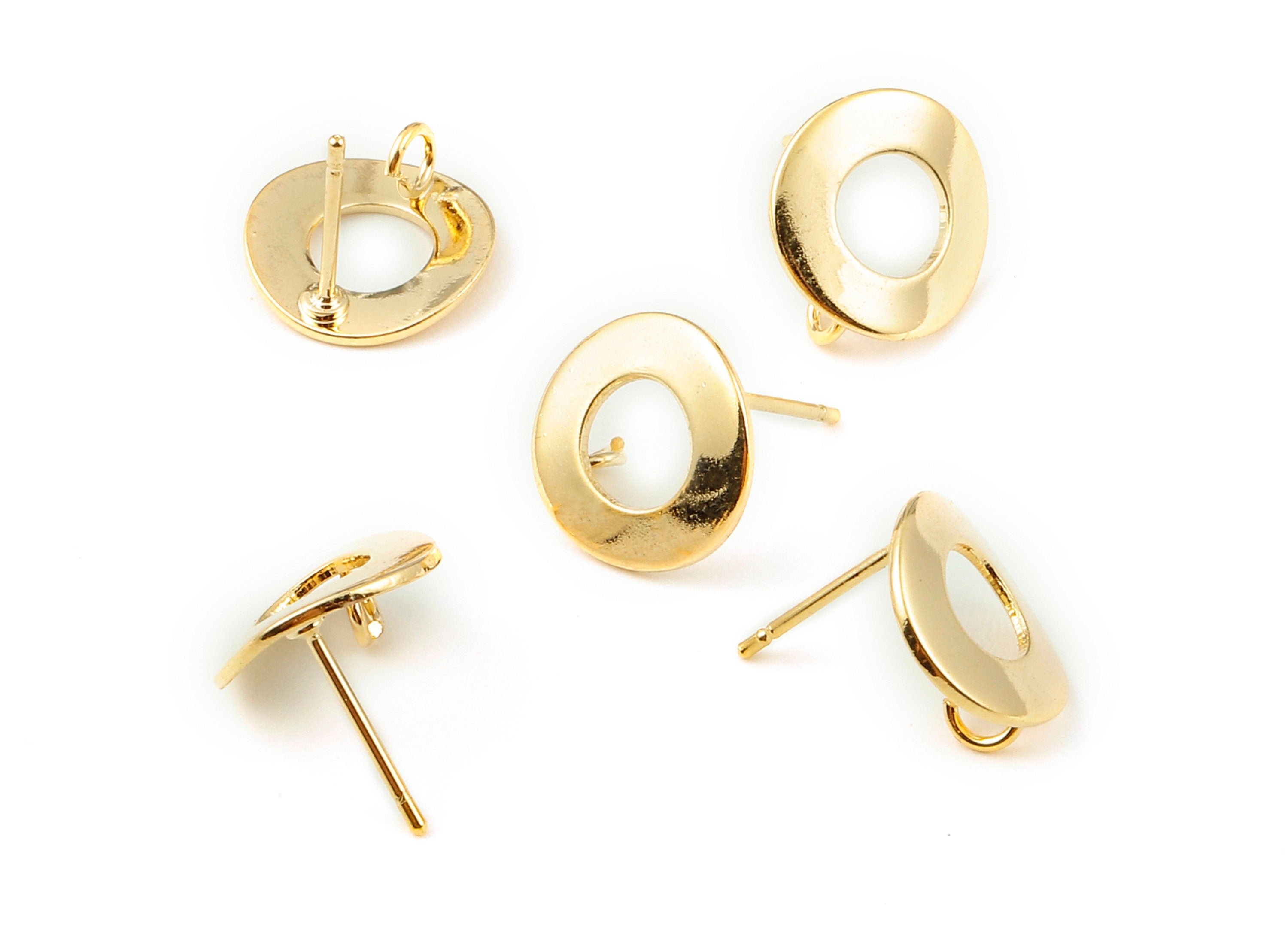 Brass Round Posts - Round Earring Stud - 18K Real Gold Plated Brass Stud - Jewelry Supplies - 12.15x12.03x0.82mm - RGP1114 - DOMEDBAZAAR