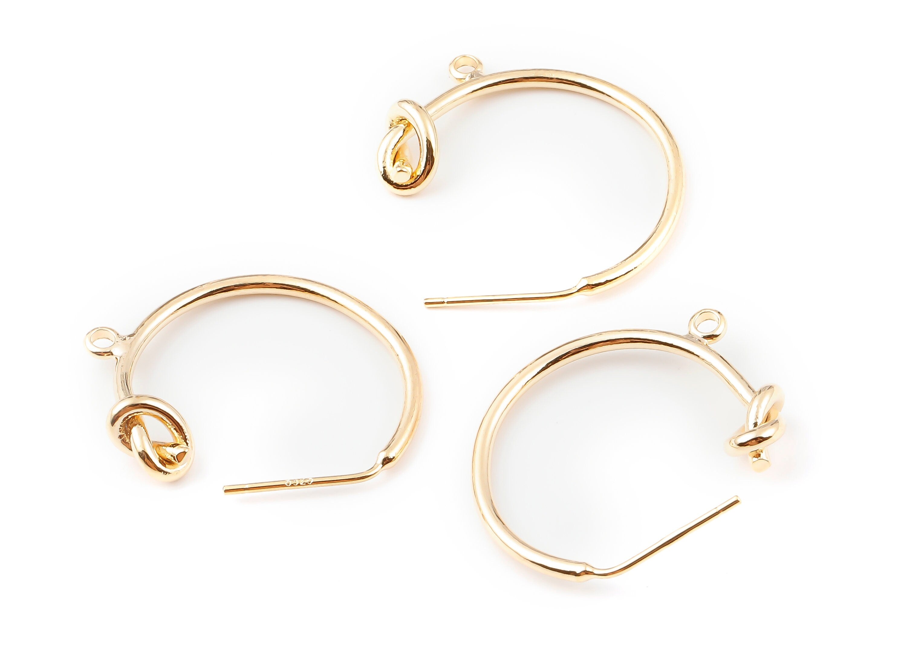 Brass C Earring Post - Node Earring Stud - 18K Real Gold Plated Brass Stud - Jewelry Supplies - 27.37x24.9mm - RGP1130 - DOMEDBAZAAR