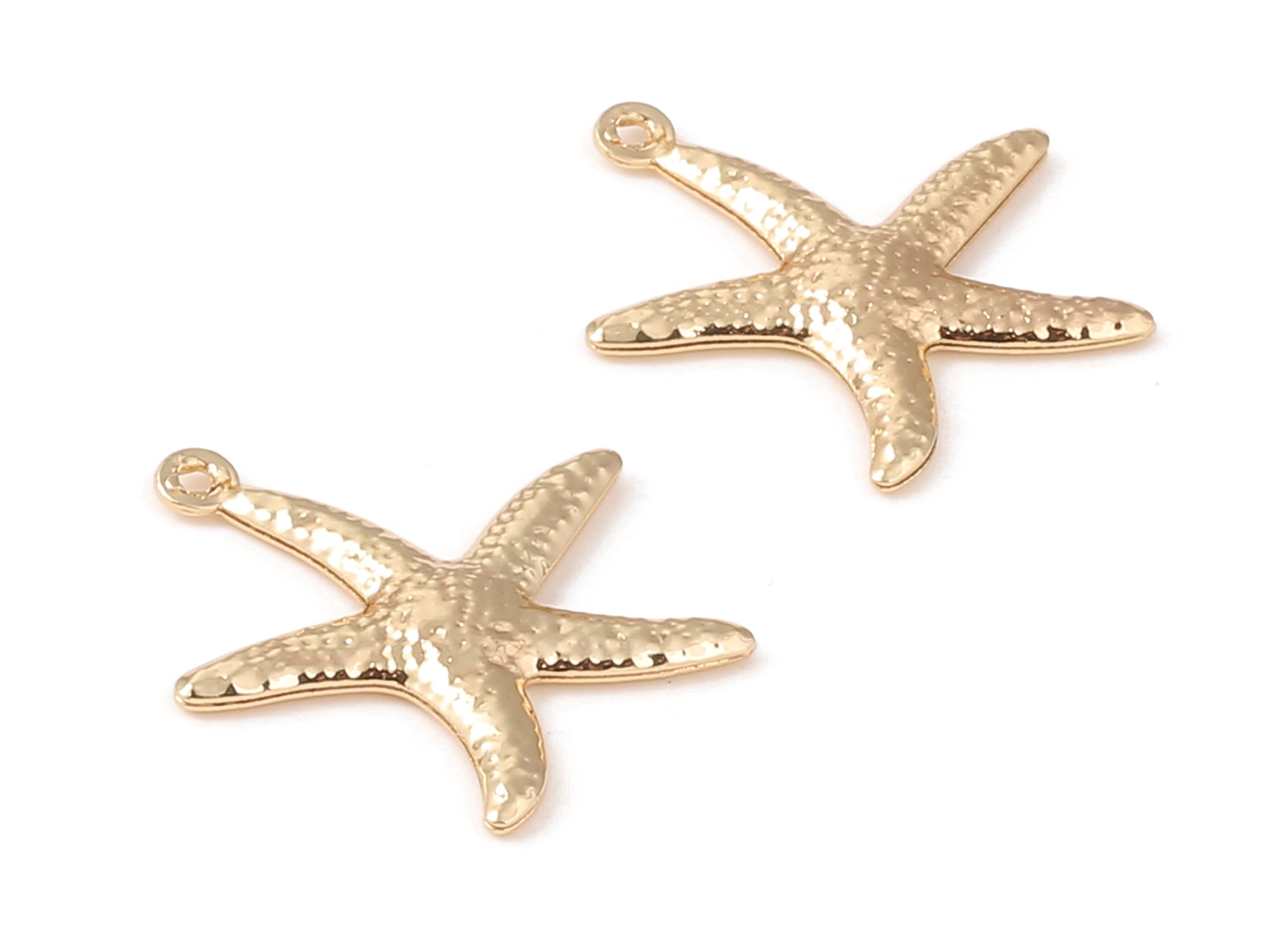 Brass Starfish Earring Charms - Brass Starfish Earring Pendant - 18K Real Gold Plated Brass - Necklace Pendant - 22.27x19.39x1.6mm - RGP1238 - DOMEDBAZAAR