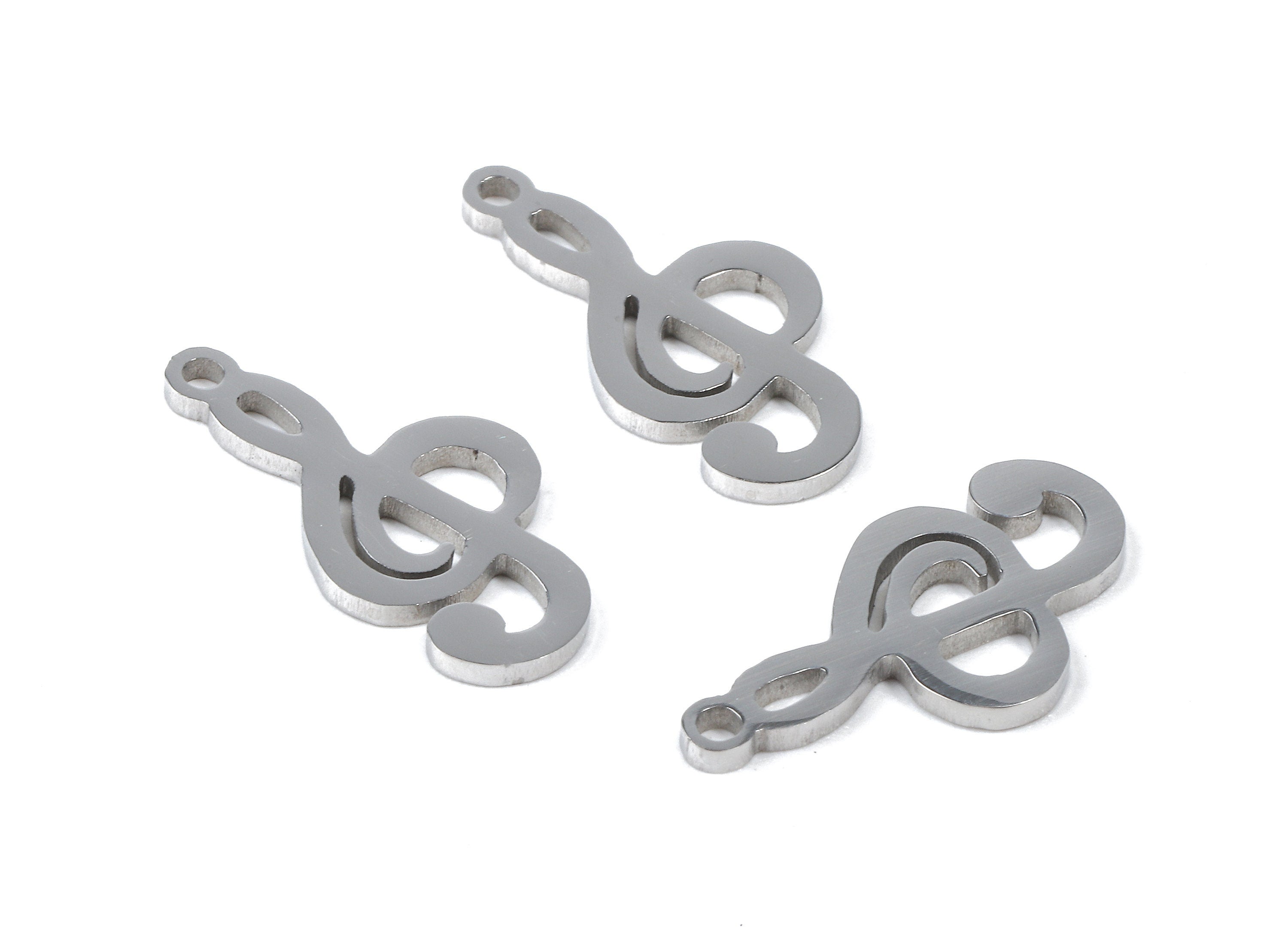 Stainless Steel Treble Clef Charms - Treble Clef Earrings and Pendant - Bracelet Pendant - Jewelry Supplies - 16.86x8.74x0.95mm - SS1080 - DOMEDBAZAAR