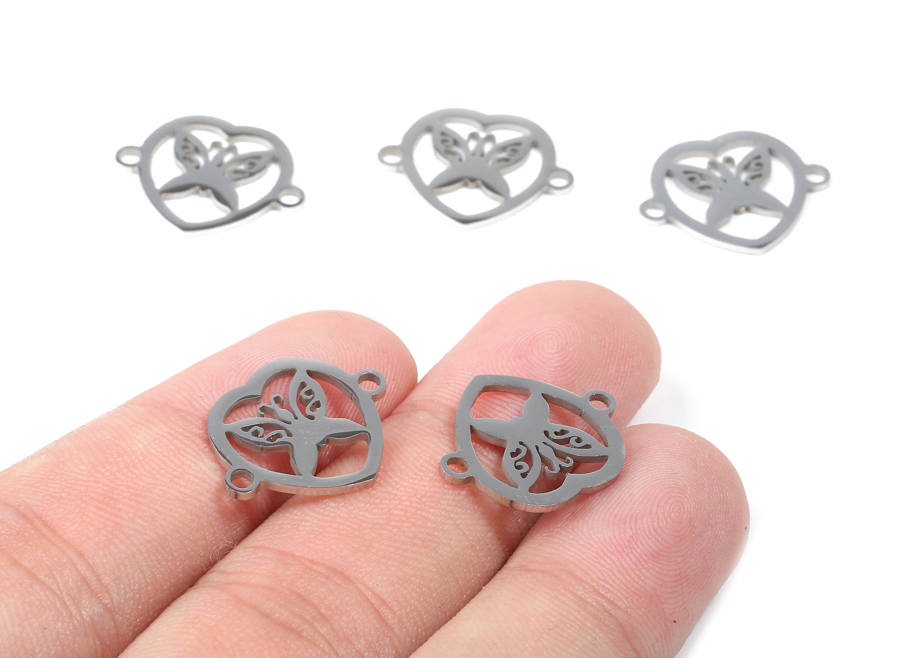 Stainless Steel Butterfly Connector - Butterfly Earrings Charms and Pendant - Bracelet Pendant - 19.04x15.92x0.93mm - SS1133 - DOMEDBAZAAR