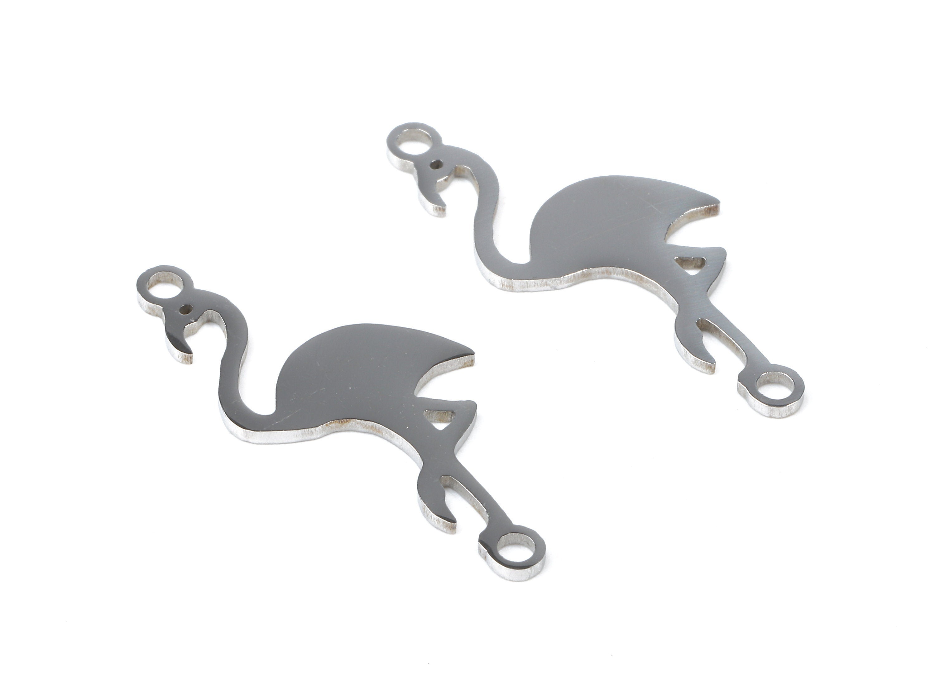 Stainless Steel Flamingo Connector - Flamingo Earrings Charms and Pendant - Bracelet Pendant - 28.7x12.94x0.94mm - SS1104 - DOMEDBAZAAR