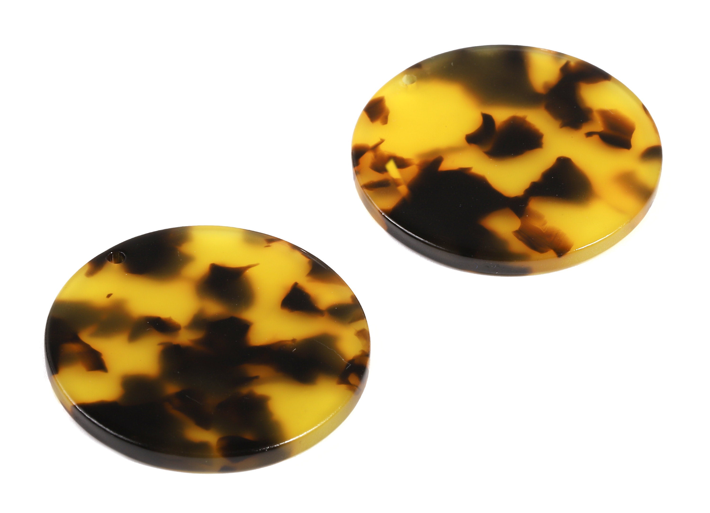 Acetate Round Charms - Round Earring and Pendant - Tortoise Shell - Jewelry Supplies - Color Code: A02 - 30.33x30.33x2.58mm - AC1315-A02 - DOMEDBAZAAR