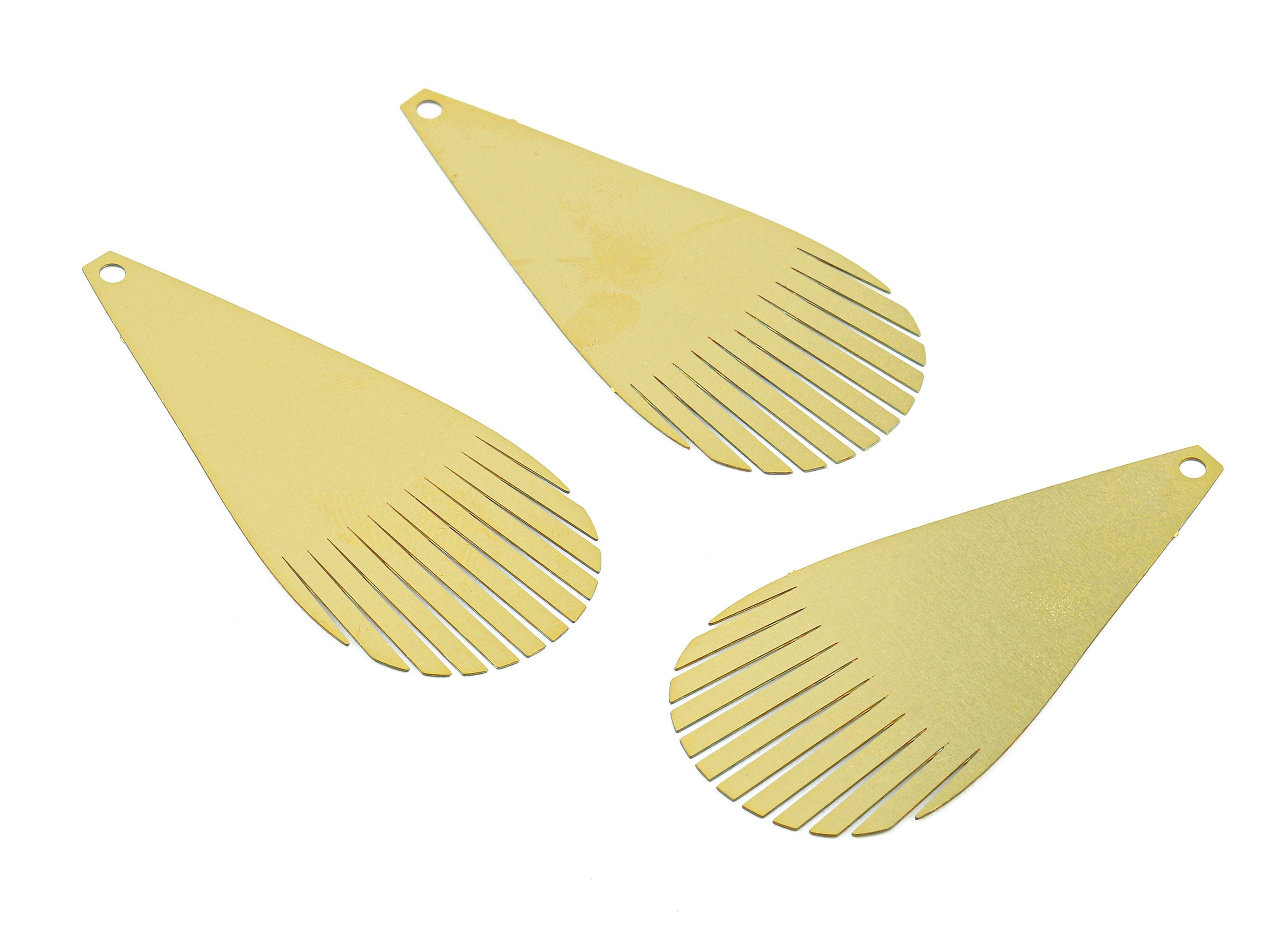 Brass Drop Charms - Raw Brass Drop Earrings and Pendant - Brass Necklace Charms - Jewelry Supplies - 52.31x24.55x0.3mm - JJB5738 - DOMEDBAZAAR