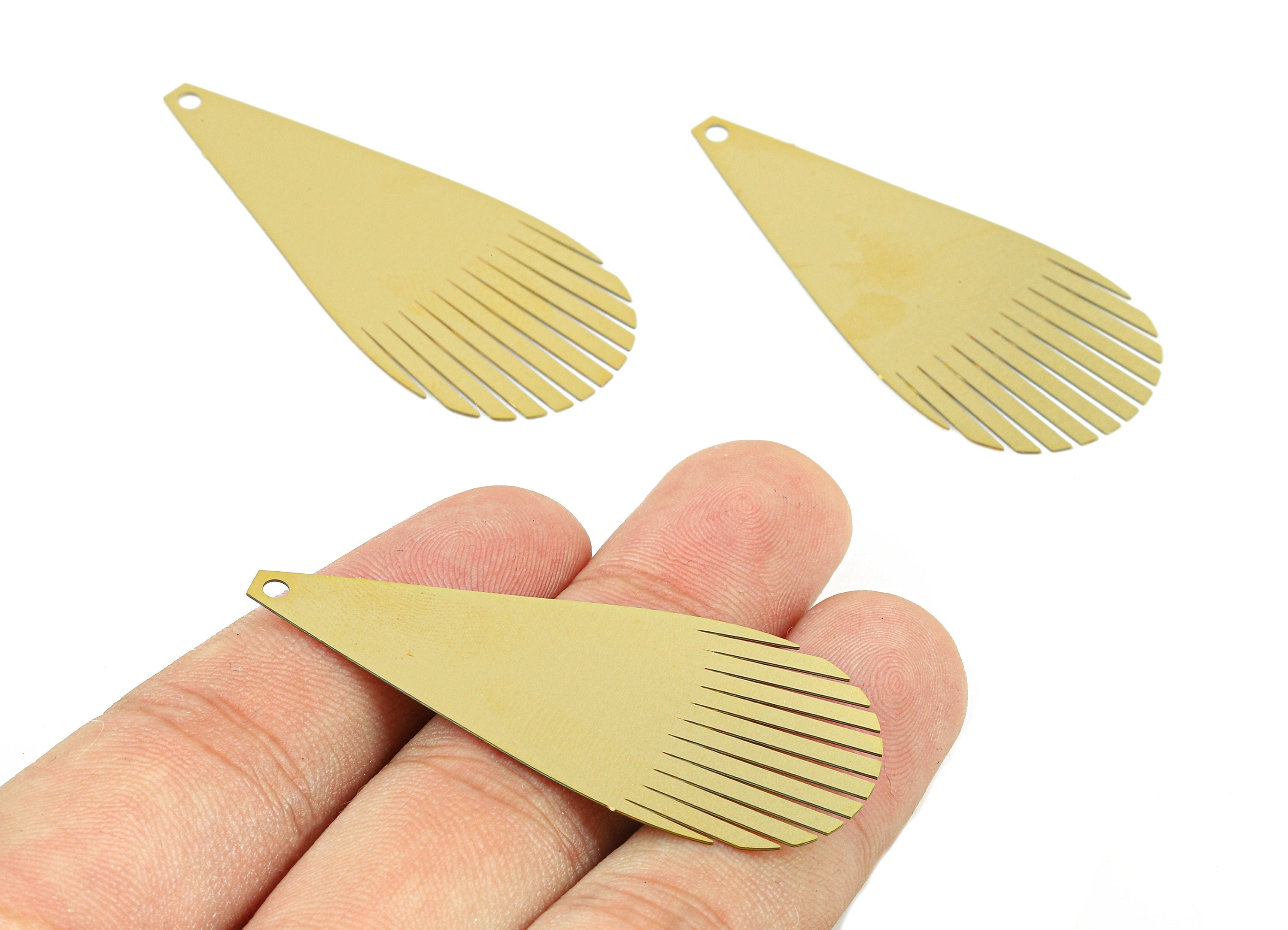 Brass Drop Charms - Raw Brass Drop Earrings and Pendant - Brass Necklace Charms - Jewelry Supplies - 52.31x24.55x0.3mm - JJB5738 - DOMEDBAZAAR