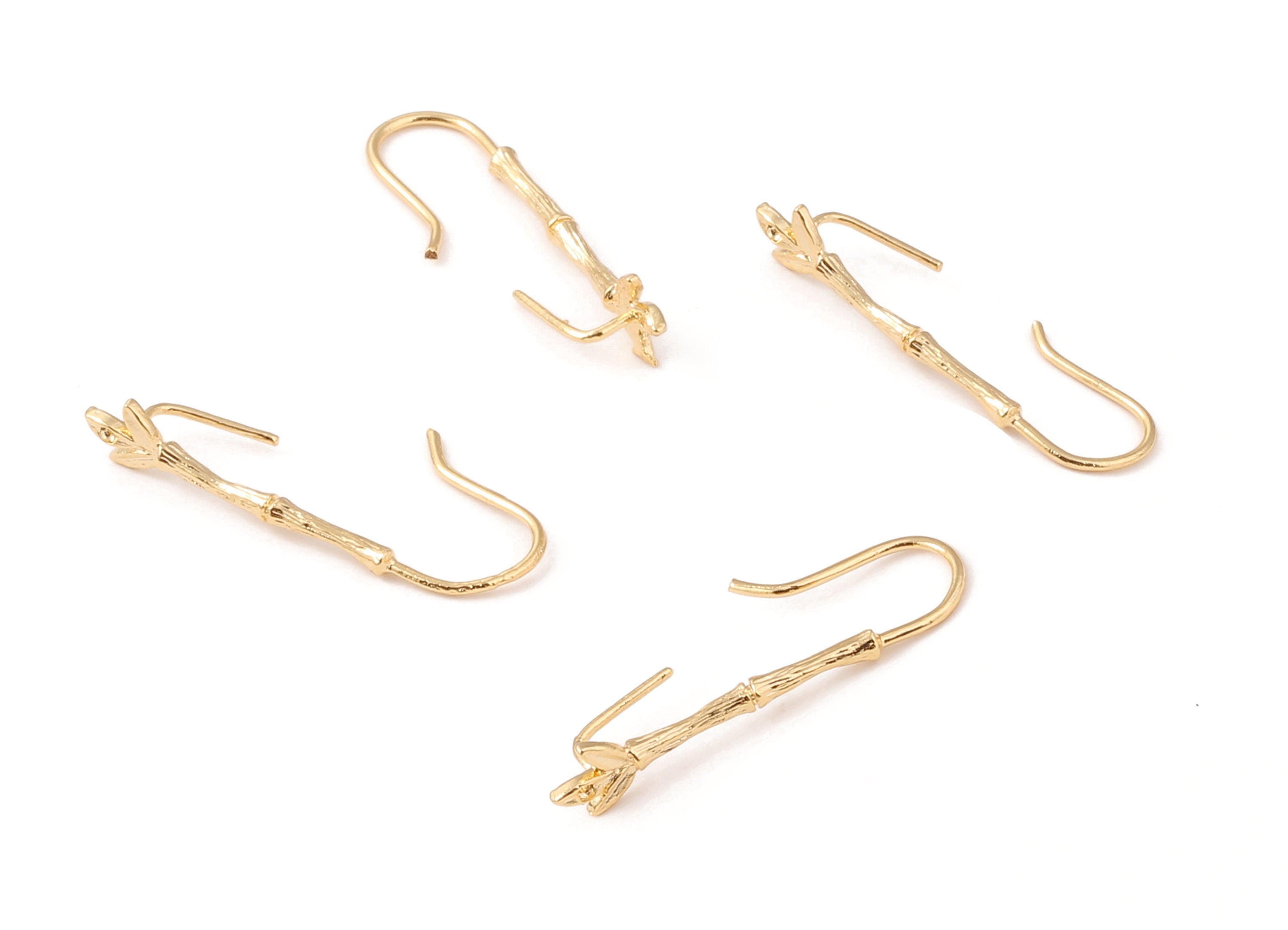 Brass Earring Wires - Brass Earring Hooks - 18K Real Gold Plated Brass - Jewelry Supplies - 29.32x8.66mm - RGP1089 - DOMEDBAZAAR