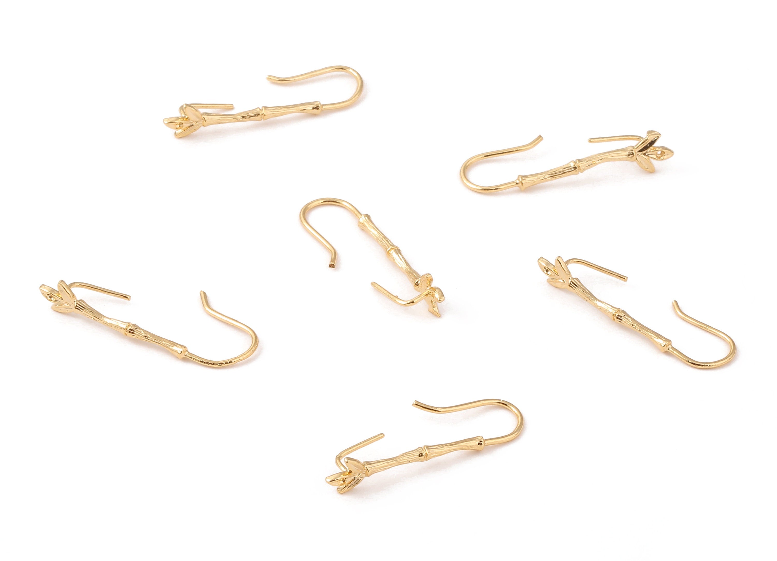 Brass Earring Wires - Brass Earring Hooks - 18K Real Gold Plated Brass - Jewelry Supplies - 29.32x8.66mm - RGP1089 - DOMEDBAZAAR