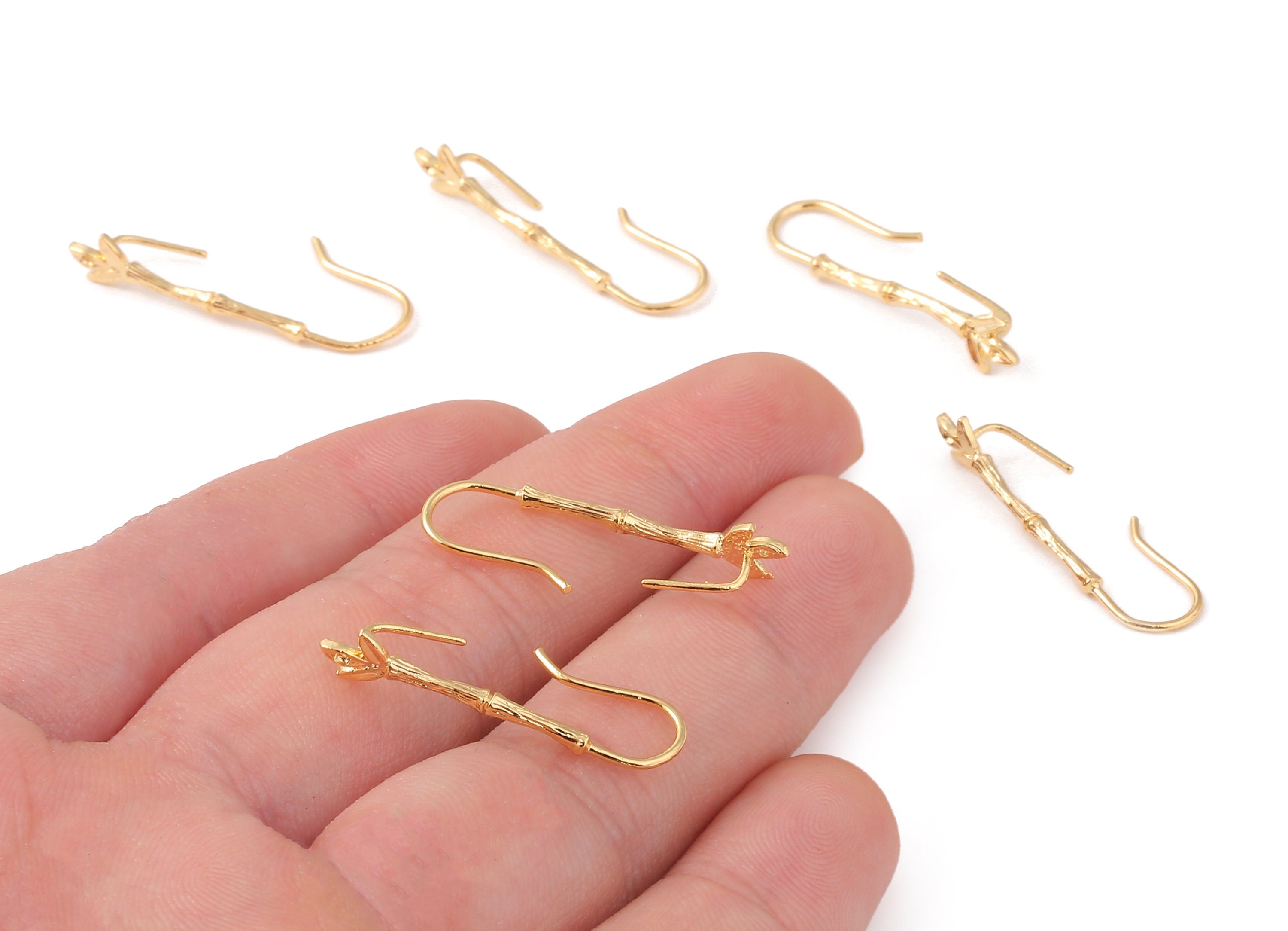 Brass Earring Wires - Brass Earring Hooks - 18K Real Gold Plated Brass - Jewelry Supplies - 29.32x8.66mm - RGP1089 - DOMEDBAZAAR