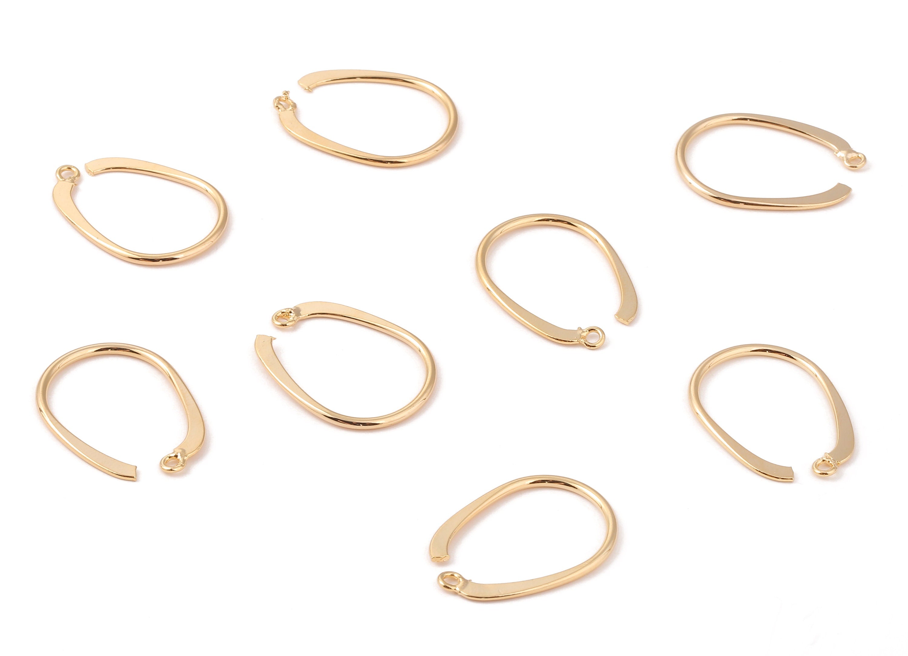 Brass Oval Earring Hooks - Brass Oval Earring Wires - 18K Real Gold Plated Brass Stud - Jewelry Supplies - 26.24x19.38x1.56mm - RGP1175 - DOMEDBAZAAR