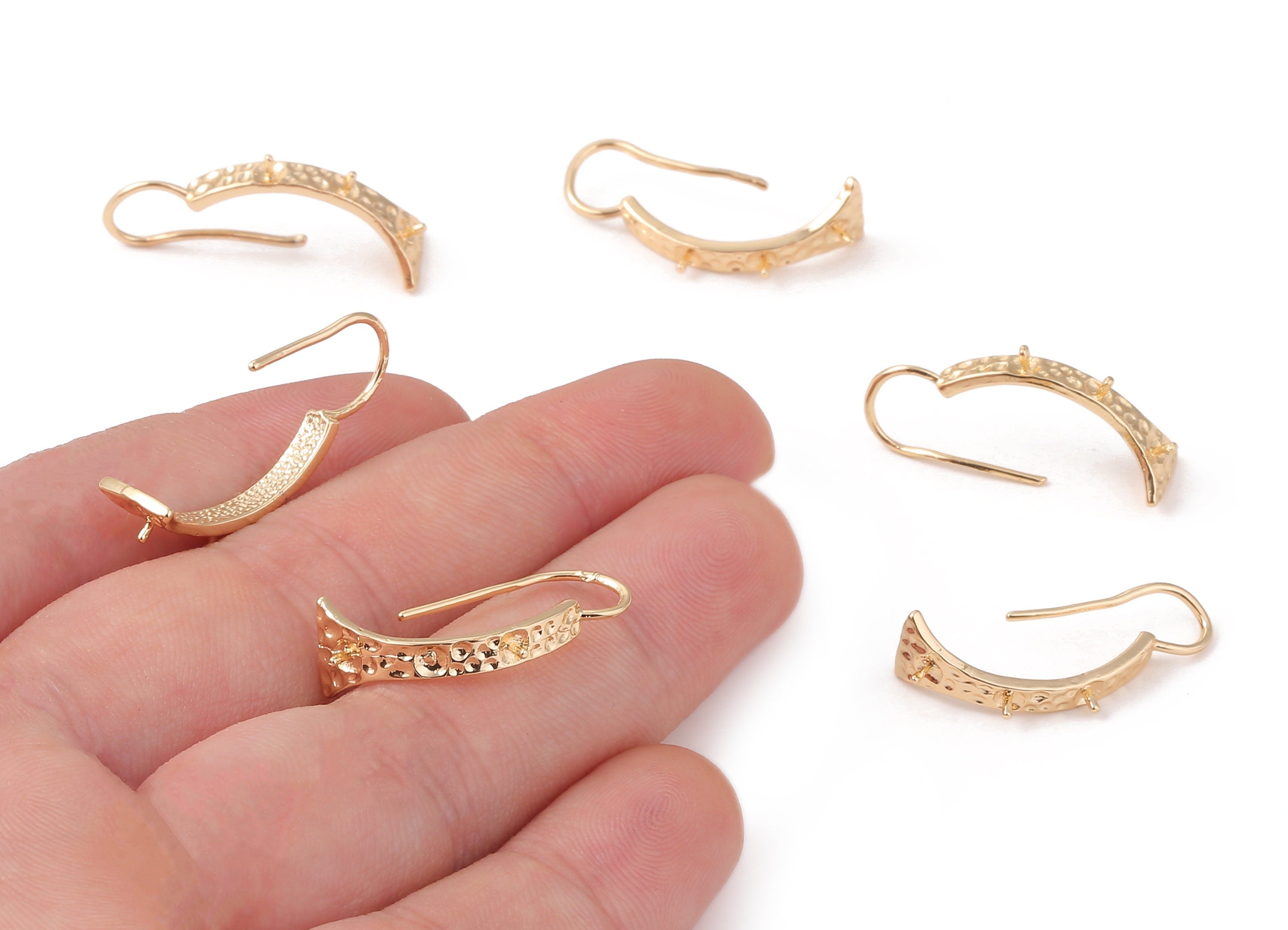 Brass Earring Wires - Brass Earring Posts - 18K Real Gold Plated Brass - Jewelry Supplies - 27.99x8.41x1.2mm - RGP1092 - DOMEDBAZAAR