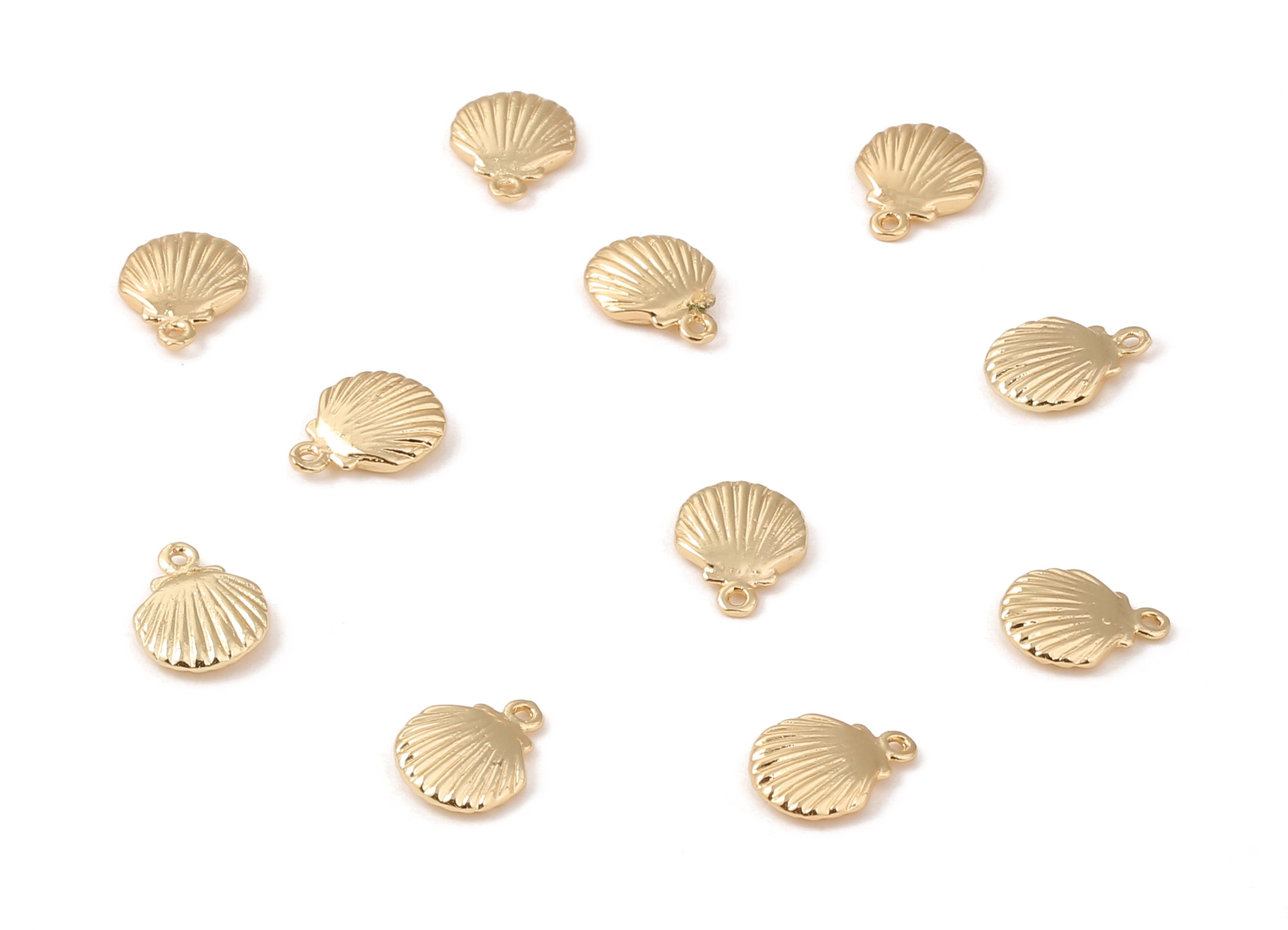 Brass Whelk Seashell Charms - Brass Whelk Seashell Pendant - 18K Real Gold Plated Brass - Jewelry Supplies - 11.44x9.16x2.19mm - RGP1250 - DOMEDBAZAAR