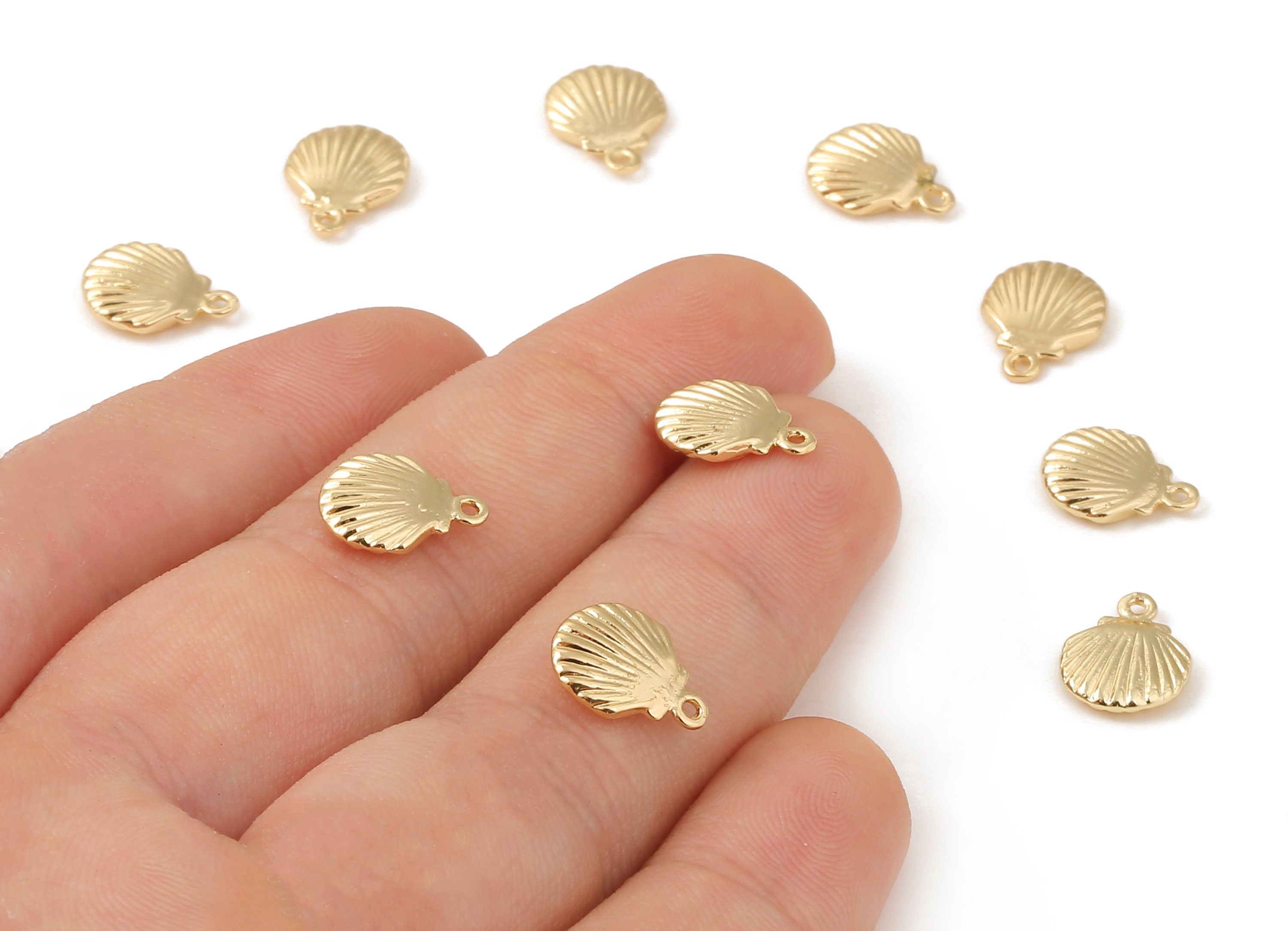 Brass Whelk Seashell Charms - Brass Whelk Seashell Pendant - 18K Real Gold Plated Brass - Jewelry Supplies - 11.44x9.16x2.19mm - RGP1250 - DOMEDBAZAAR