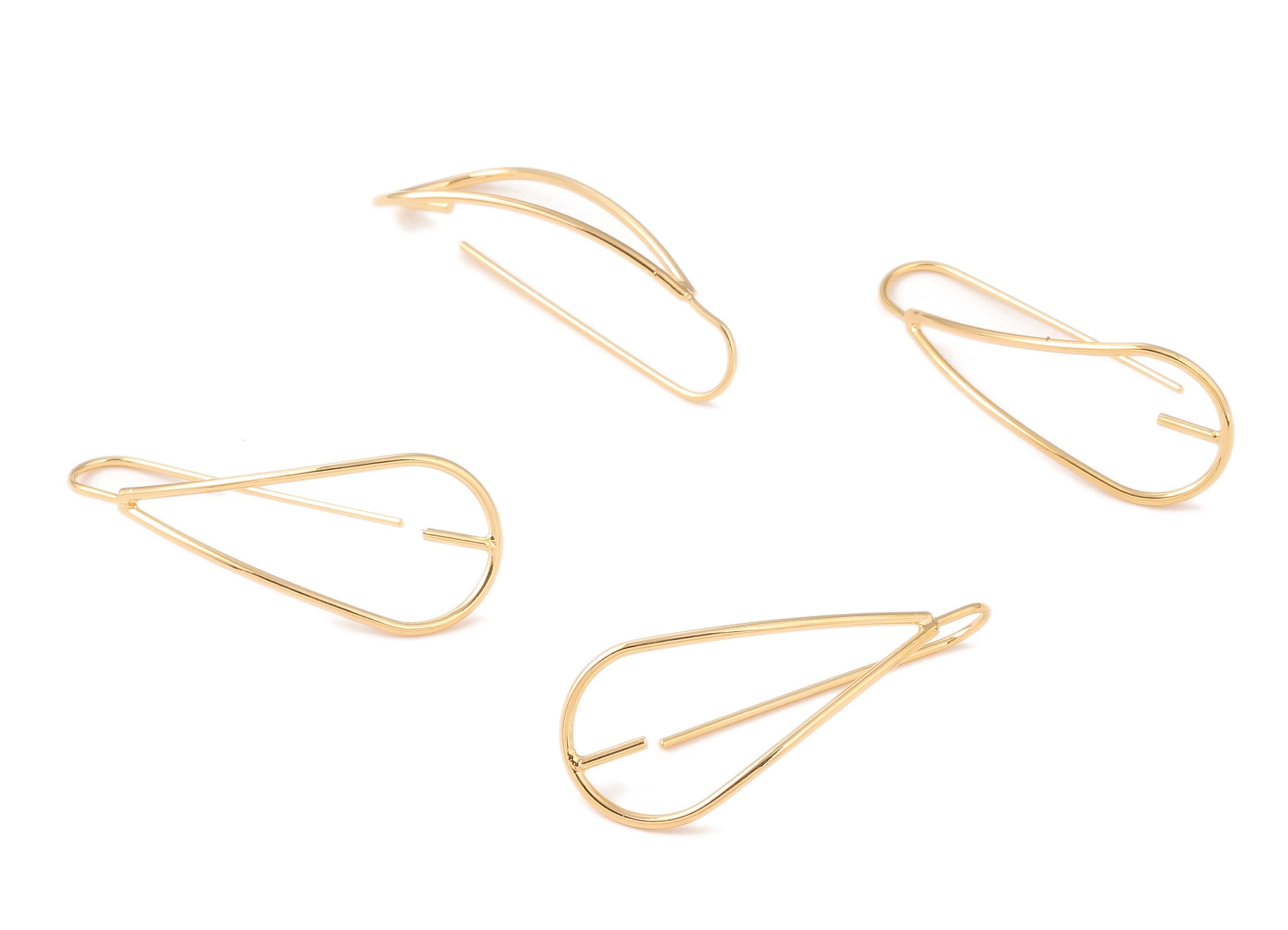Brass Earing wire - Brass Earring Post and Earring Stud For Pearl - 18K Real Gold Plated Brass - 33.7 x12.22x1.05mm - RGP1057 - DOMEDBAZAAR