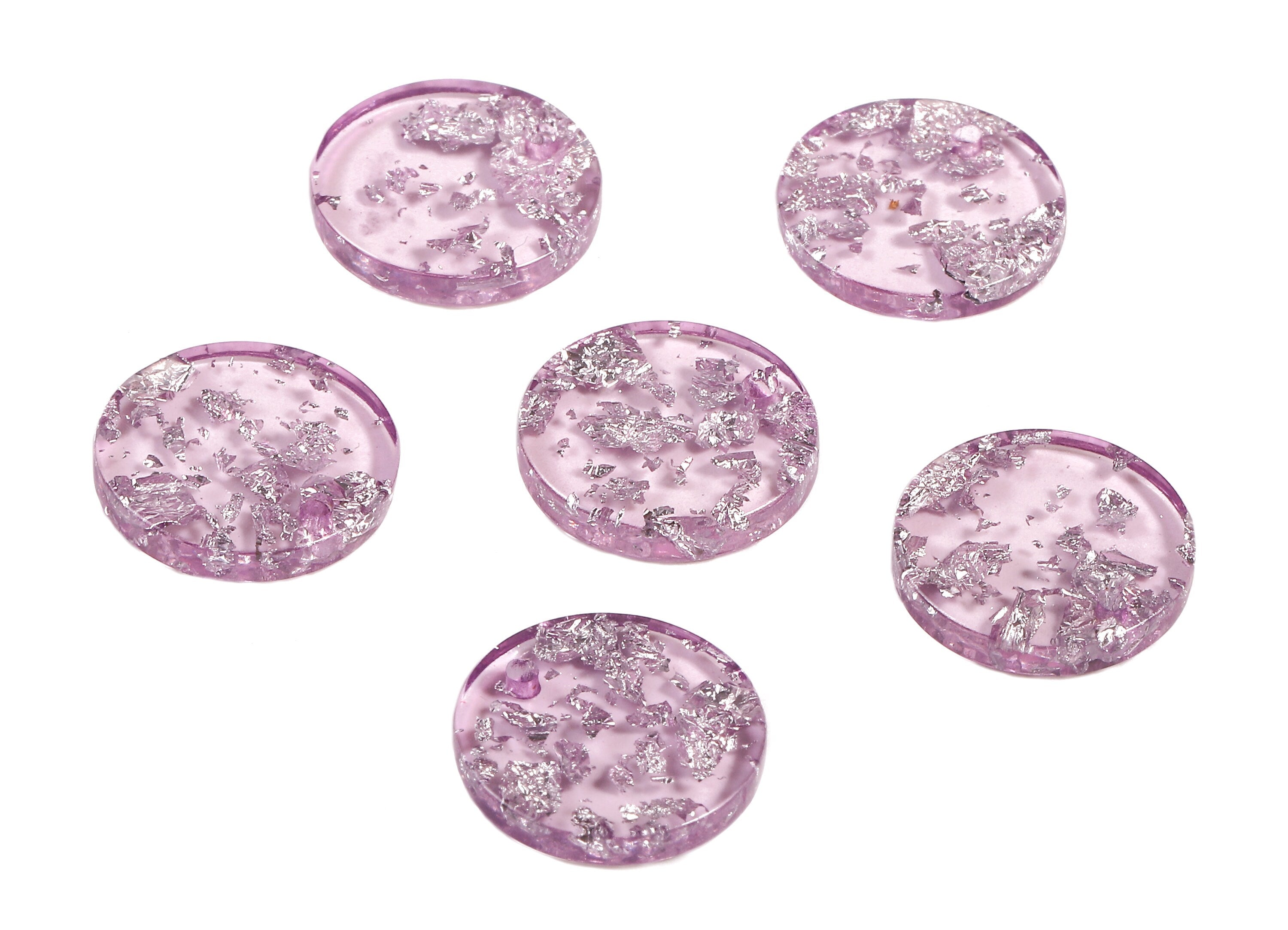 Acetate Round Charms - Round Earrings and Pendant - Acrylic & Silver Confetti - Color Code: A375 - 15.7x15.7x2.78mm - AC1675-A375 - DOMEDBAZAAR