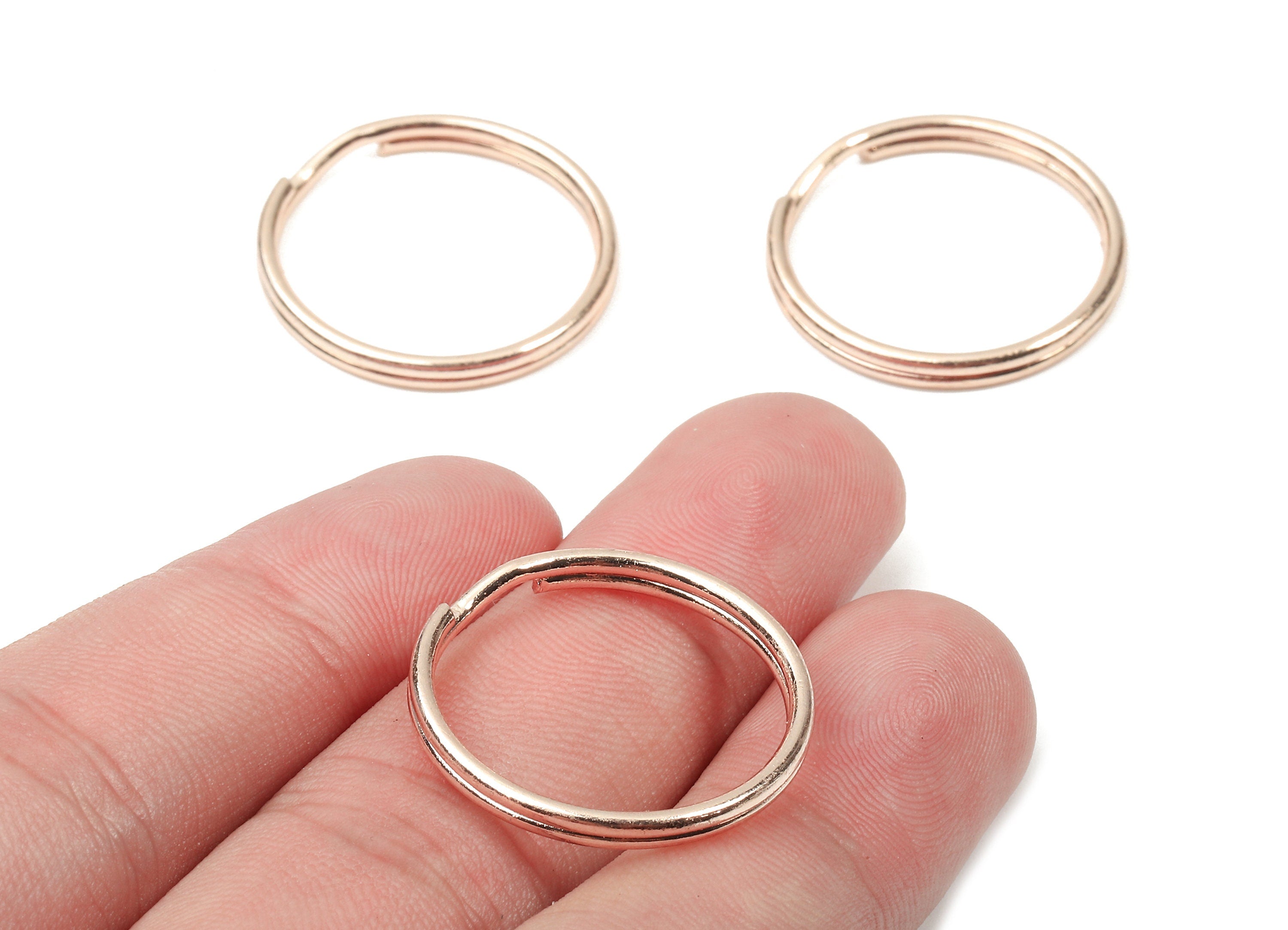 Rose Gold Metal Key Rings - Split Rings - Circle Key Rings - Keychain Connectors - Key Ring Findings - 24.59x24.59x1.5mm - PP2851R - DOMEDBAZAAR